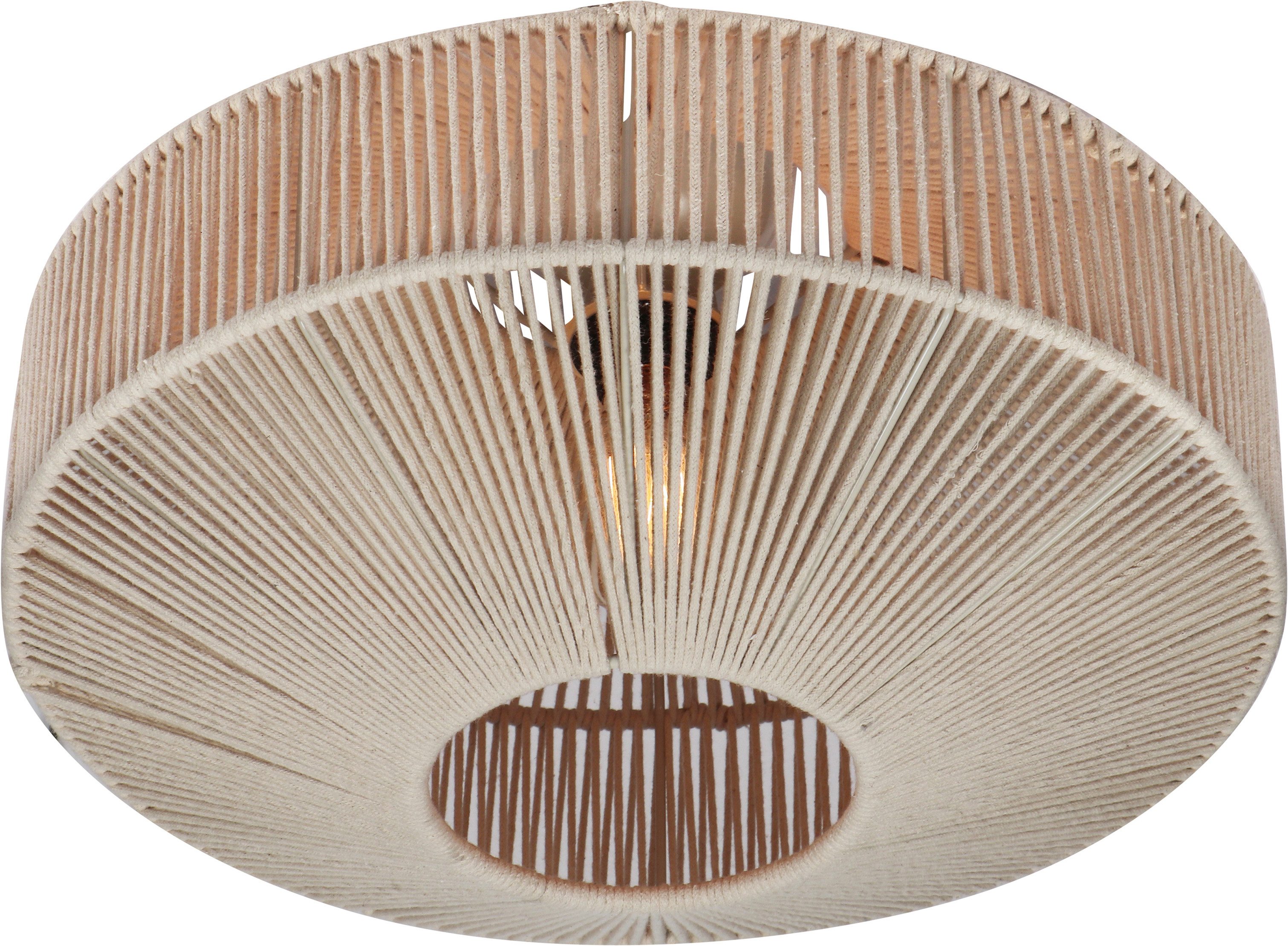 TRIO Leuchten Deckenleuchte SVEA, Deckenlampe beige aus Baumwolle im Boho-Look Ø 46cm Höhe 31 cm, Leuchtmittel wechselbar, warmweiß - kaltweiß, Deckenleuchte Schlafzimmer / Wohnzimmer exkl 1x E27 max 10W