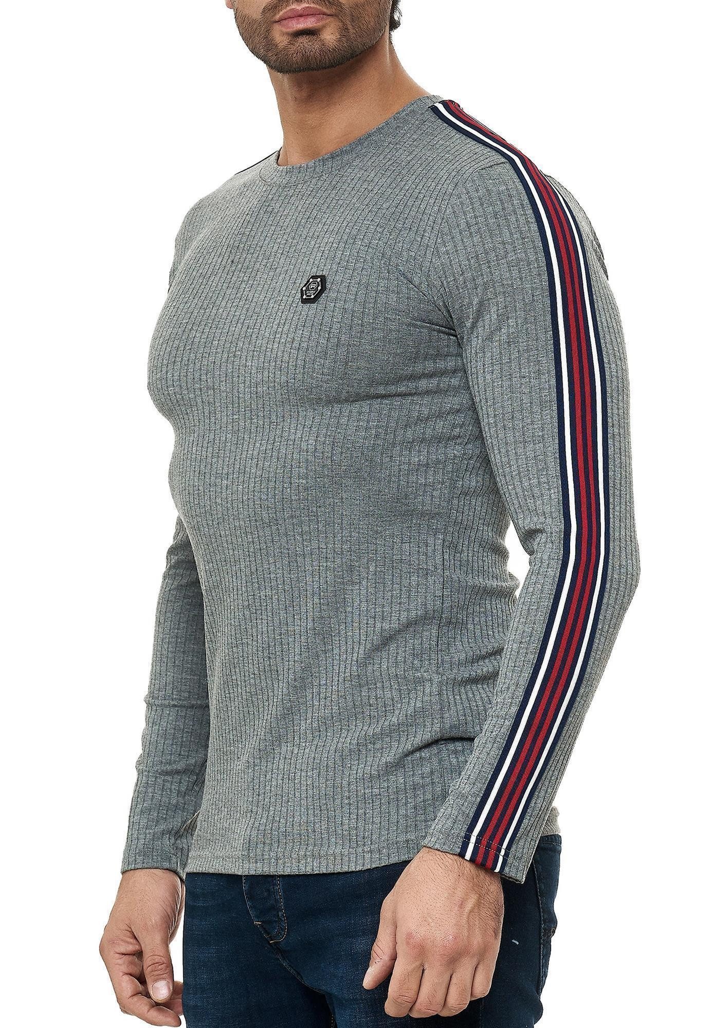 RedBridge Strickpullover Figurbetont Feinstrick Longsleeve Slim Fit Kontras günstig online kaufen