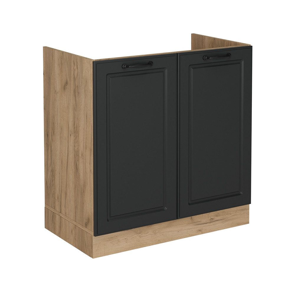 Vicco Spülenunterschrank R-Line, Anthrazit Landhaus/Goldkraft Eiche, günstig online kaufen