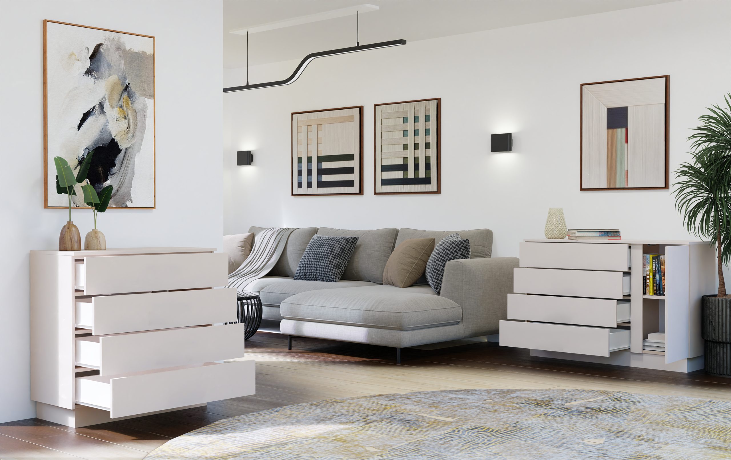 Raumhirsch Furniture Kommode Sideboard 125 cm breit (Maße 40 x 125 x 84 cm, 4 Schubladen, 1 Schranktür)