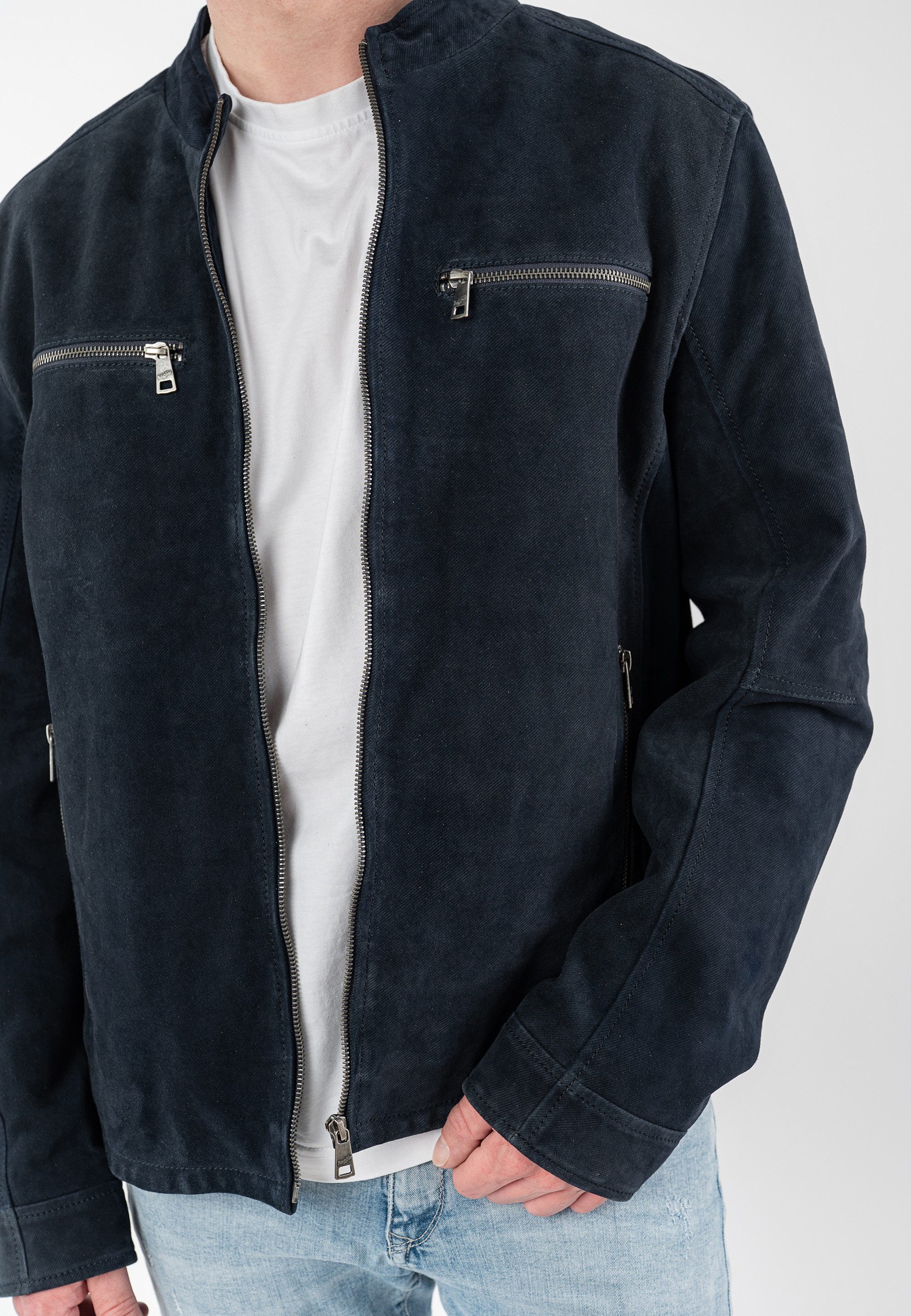 Mauritius Lederjacke MMBerat aus Veloursleder in Denim-Struktur – Bild 4 von 5