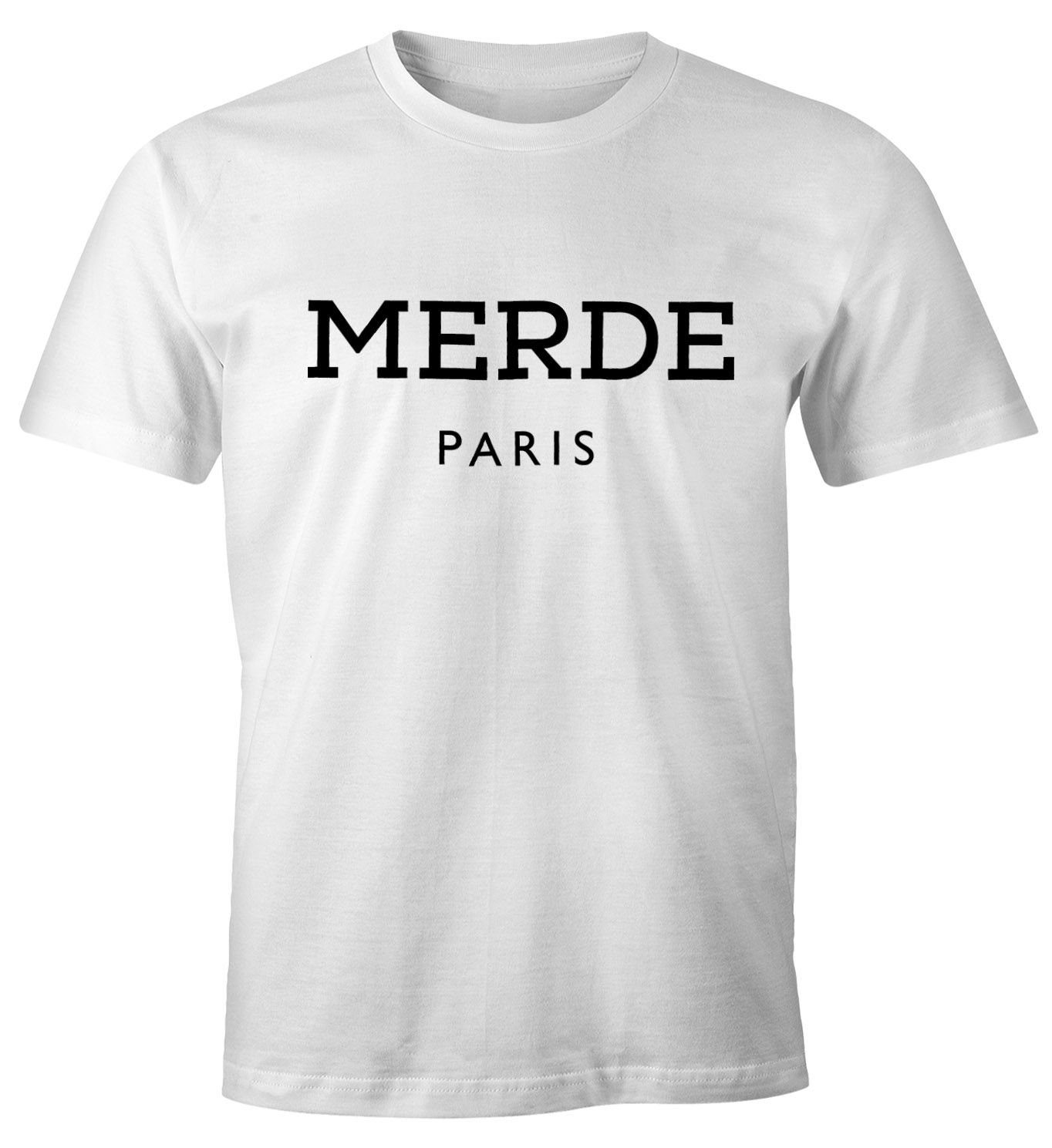 MoonWorks Print-Shirt Merde Paris Herren T-Shirt Fun-Shirt Moonworks® mit Print weiß