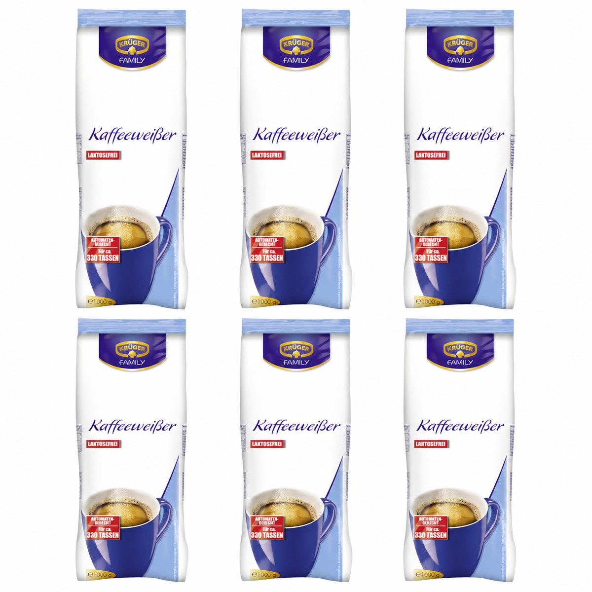 Krüger Milchpulver, Krüger Kaffeeweißer laktosefrei für automatengeeignet 1000g 6er Pack