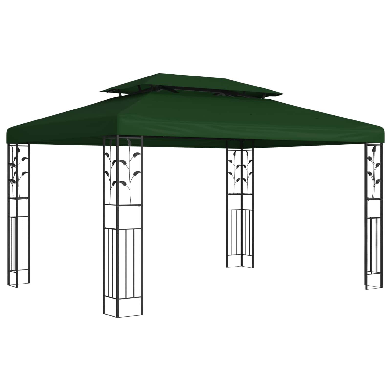 vidaXL Partyzelt Pavillon 3,97 x 2,96 x 2,68 m Grün Polyester und Stahl