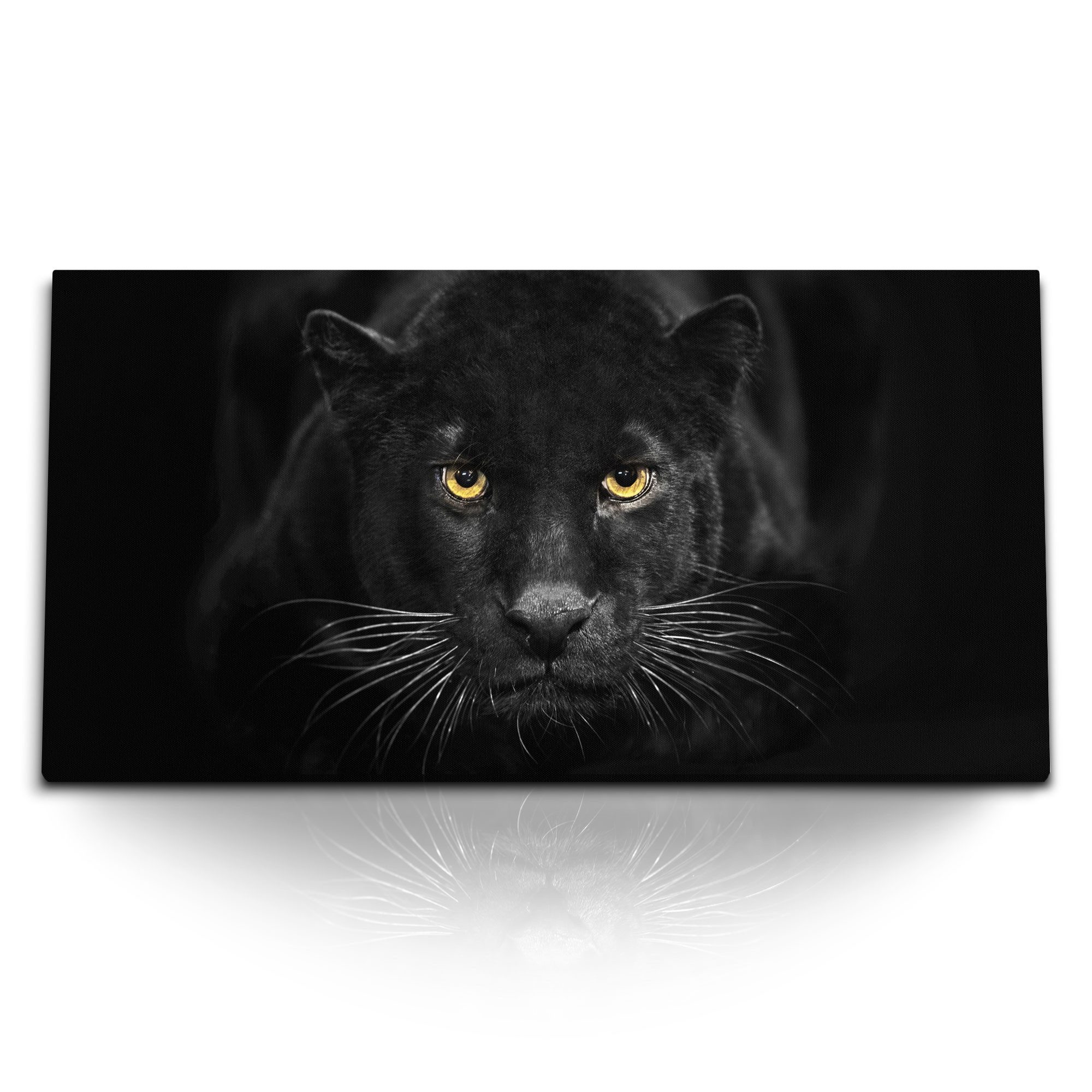 Leinwandbild Kunstdruck Bilder 120x60cm Schwarzer Panther Jaguar Raubkatze Tierfoto