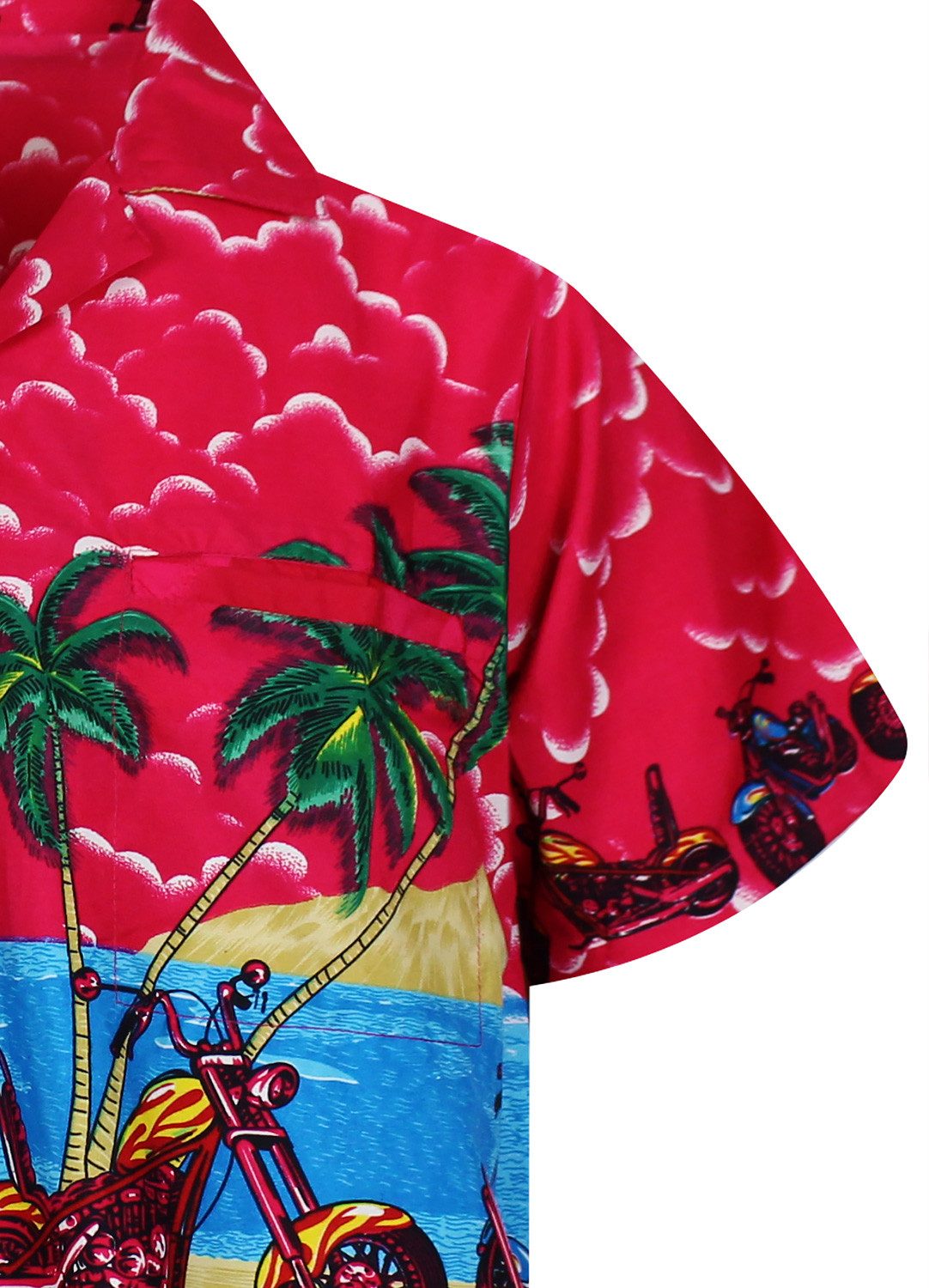 King Kameha Hawaiihemd Bike Funky Hawaii-Hemd Herren Kurzarm Front-Tasche Stylish Unisex