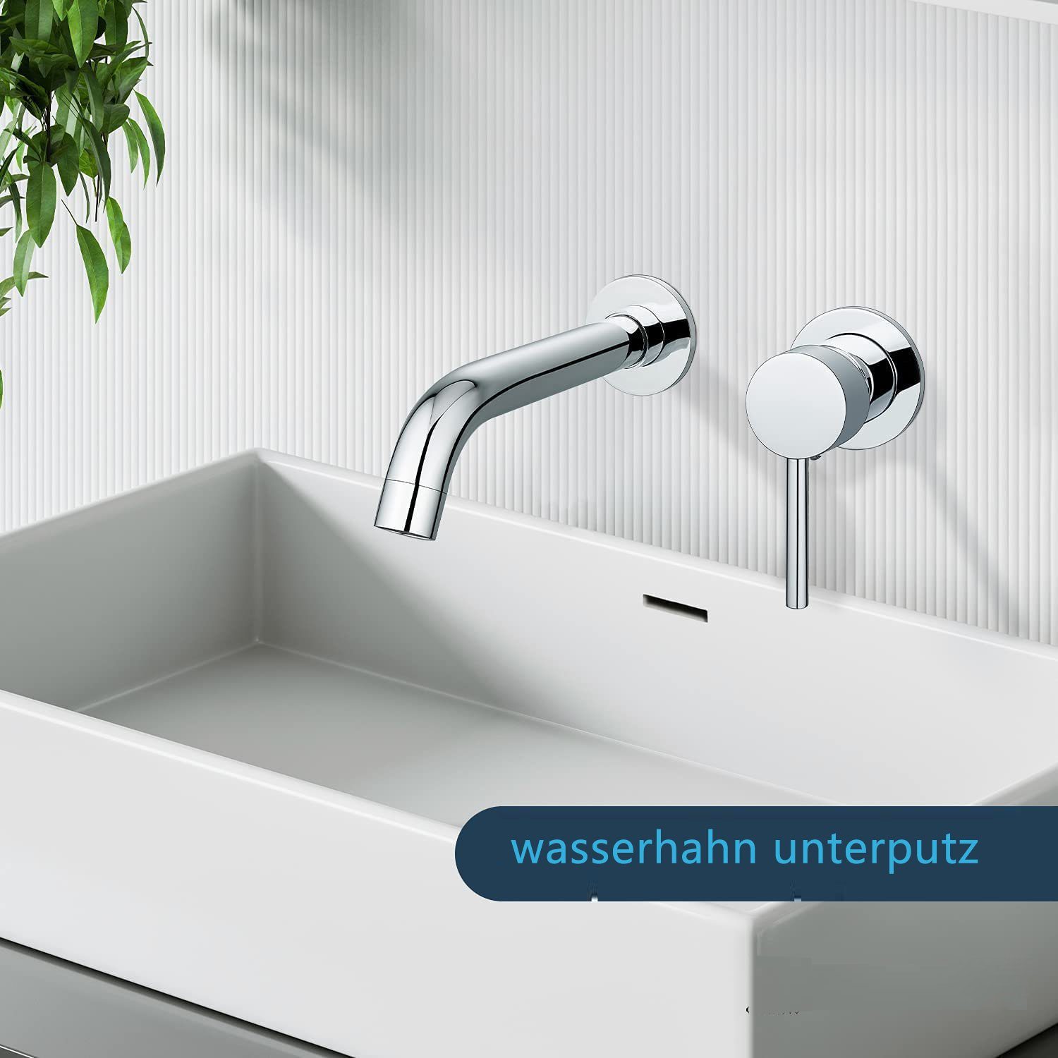 WISTUM Waschtischarmatur wasserhahn unterputz (mischbatterie) Einhebel-Wandeinbauarmatur Chrom