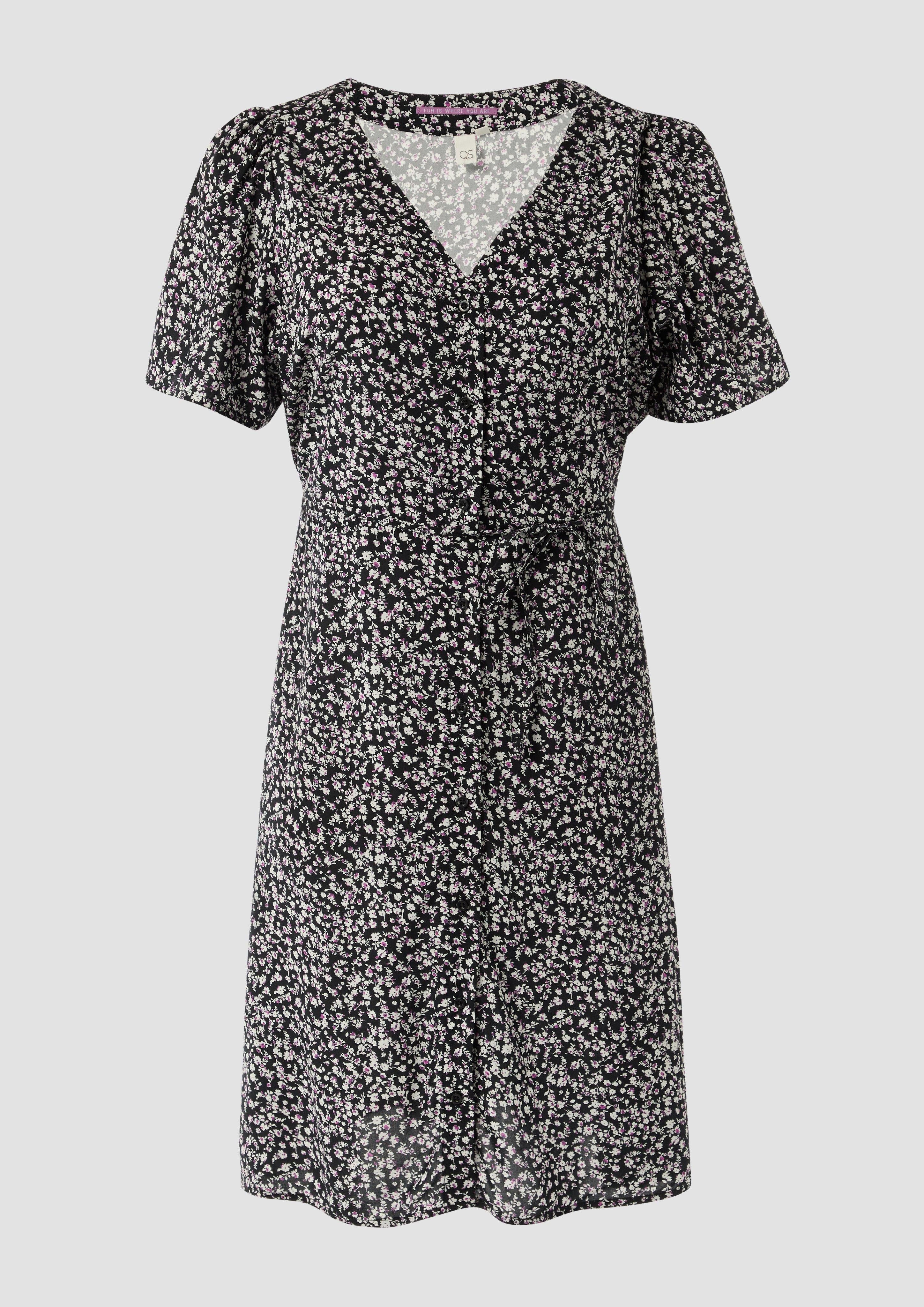 QS Minikleid Luftiges Viskosekleid mit All-over-Print günstig online kaufen