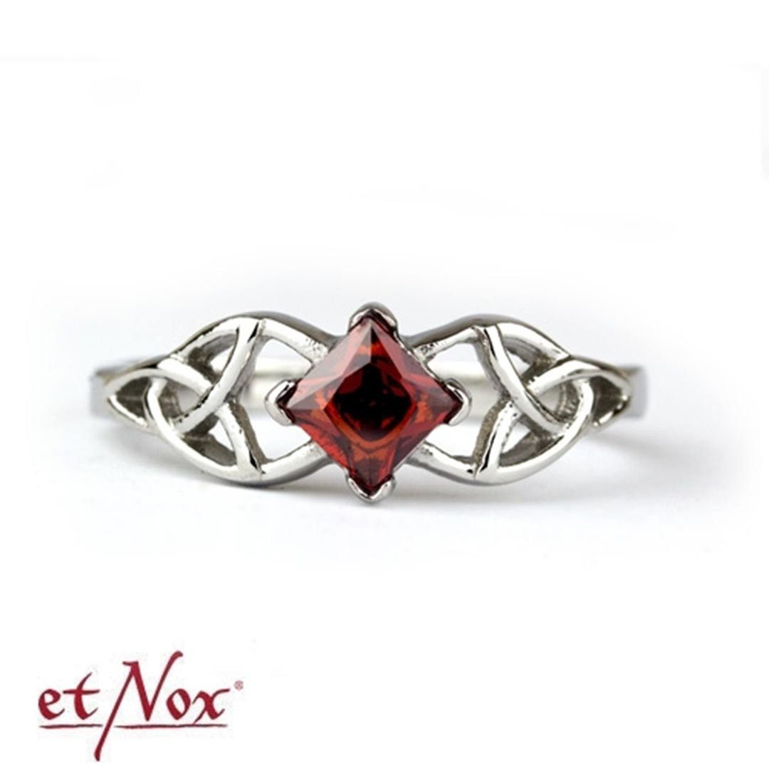 etNox Fingerring Keltischer Ring Damen: Edelstahl Ring mit rotem Kristall günstig online kaufen