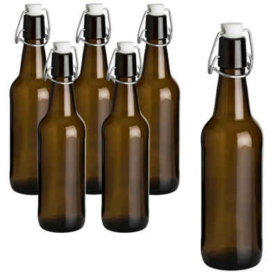 gouveo Trinkflasche Glasflaschen 500 ml Antik mit Bügelverschluss weiß - Bügelflasche, 6er Set