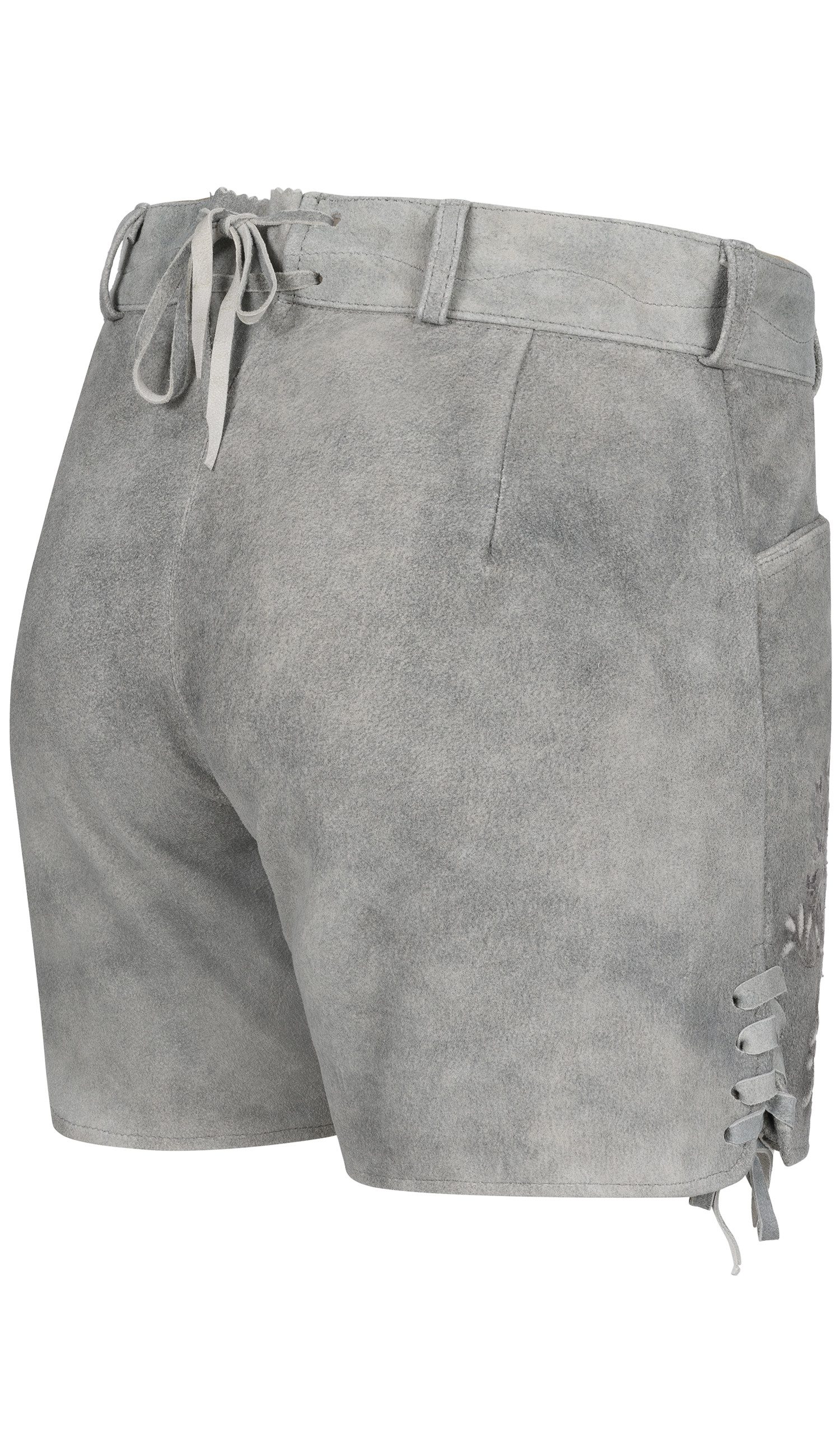 Nübler Trachtenlederhose Hotpant Victoria London Fog hellgrau von Nübler.