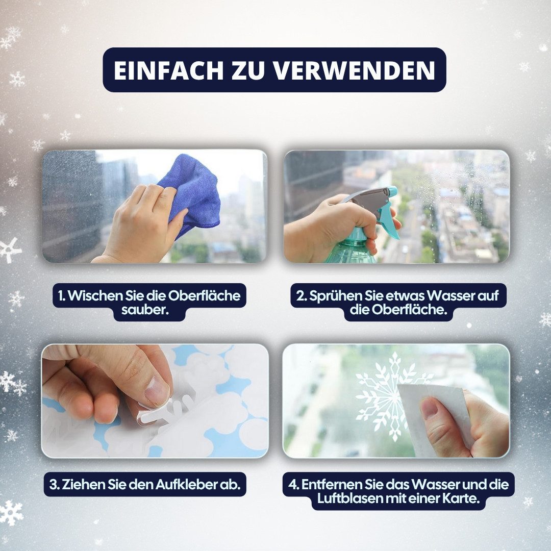 Montegoni Fenstersticker Festliche Fensteraufkleber, Schneeflocken, Fensterbild, Weihnachten, Selbstklebende, doppelseitige Fensterfolien, Weihnachtsmotiv