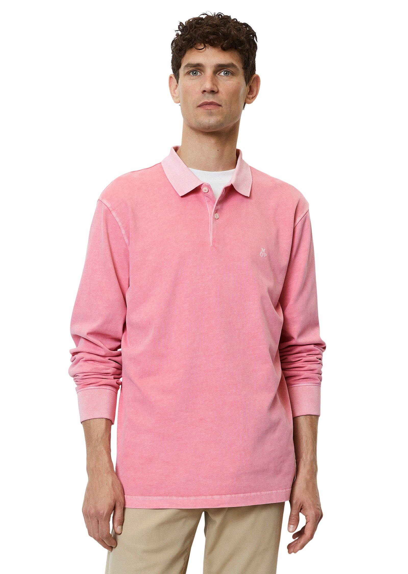 Marc O'Polo Langarm-Poloshirt in schwerer Soft-Touch-Jersey-Qualität rosa