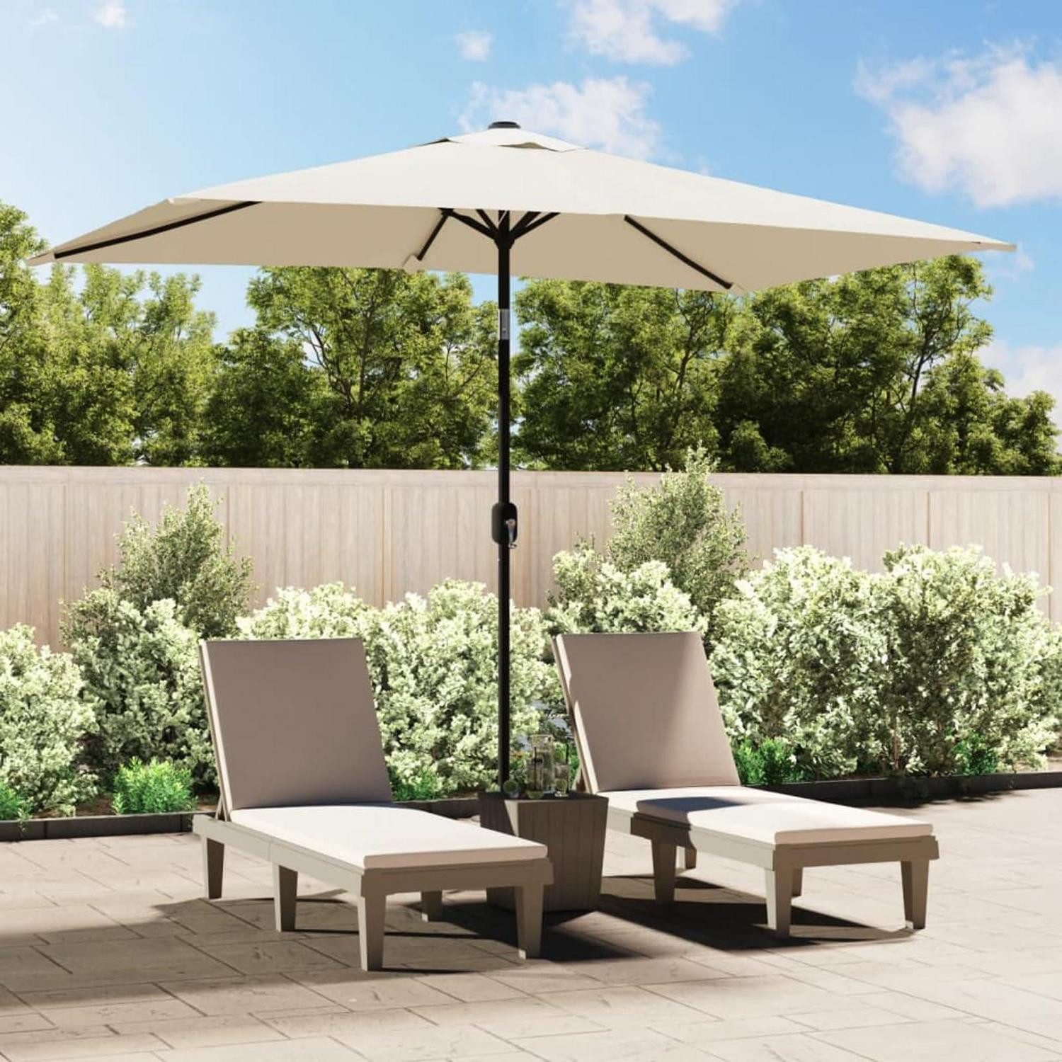 LuxusKollektion Balkonschirm Balkonsonnenschirm Kurbelschirm 200x300cm Sandweiß Rechteckig