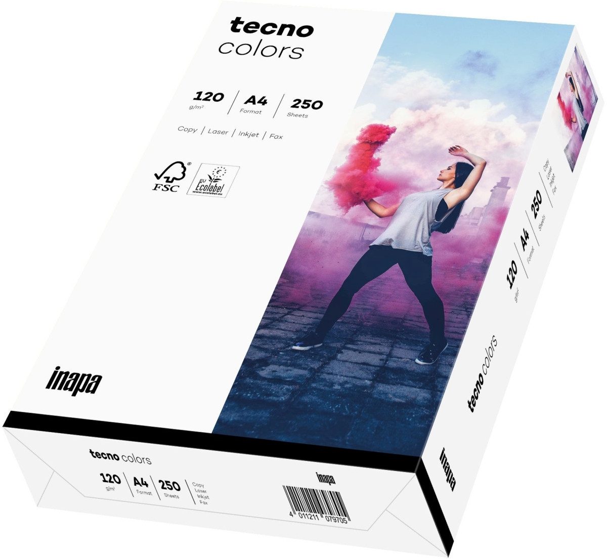 INAPA Kopierpapier Multifunktionspapier tecno colors A4 120 g/qm weiß VE=250 Blatt