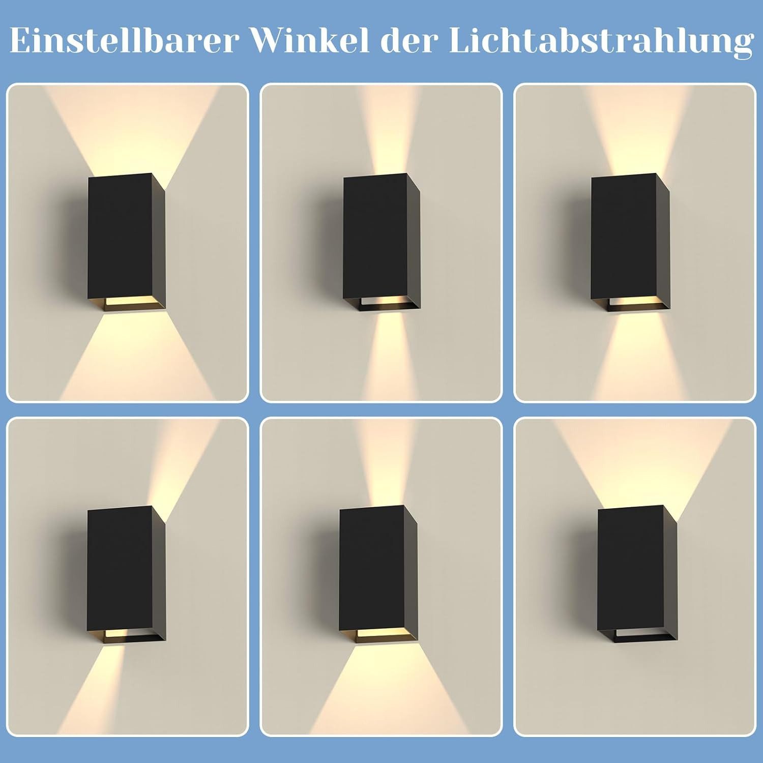ZMH LED Wandleuchte Außenwandleuchte Schwarz Up Down 7W Wandstrahler Wand Treppenhaus, LED fest integriert, Warmweiß, 5W,IP54,1 Stück,Treppenlampe,Flurlampe,wan – Bild 4 von 5