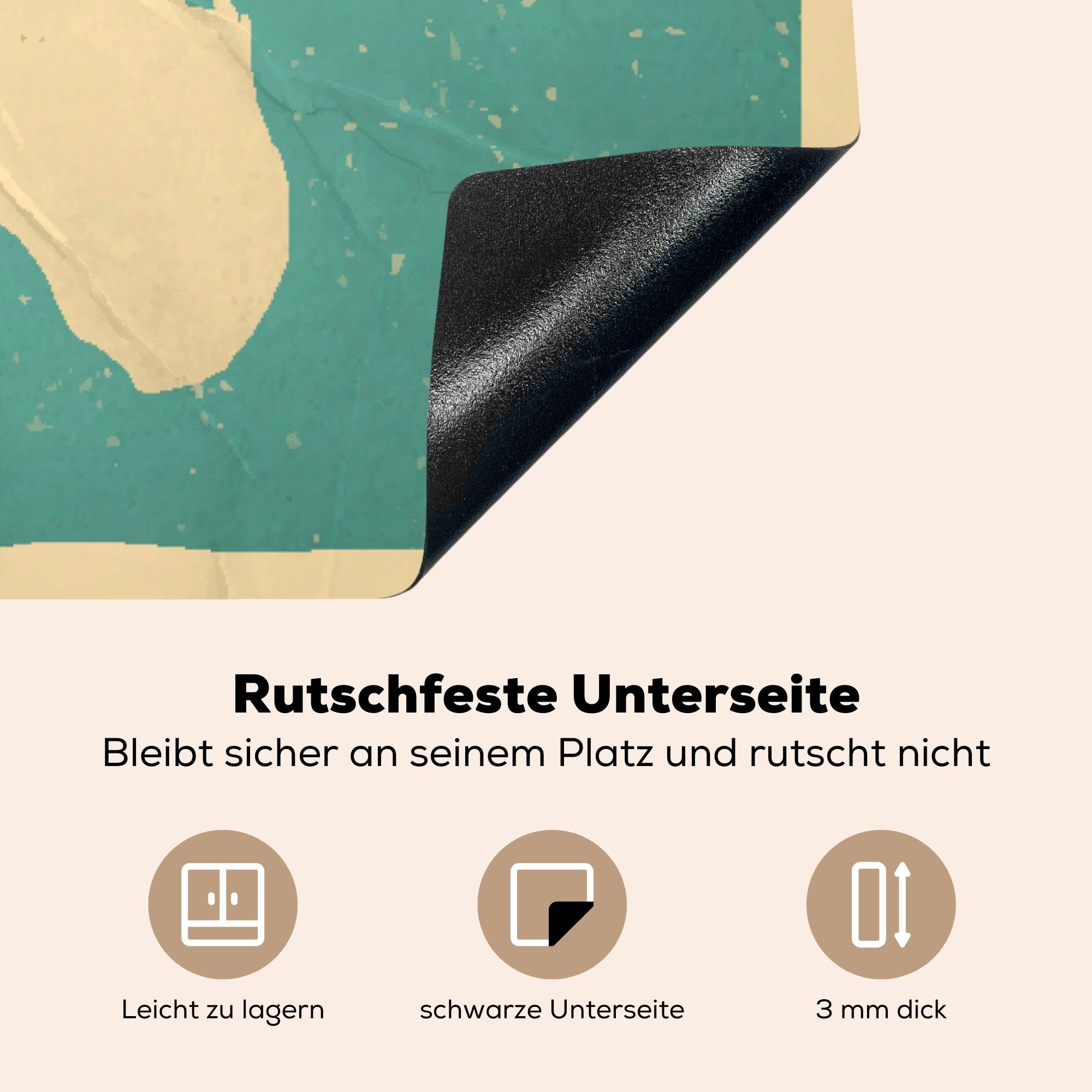 MuchoWow Bonaire Illustration cm, tlg), Papier, Ceranfeldabdeckung, einem 78x78 Vinyl, der Herdblende-/Abdeckplatte Arbeitsplatte für (1 auf Insel Eine küche alten