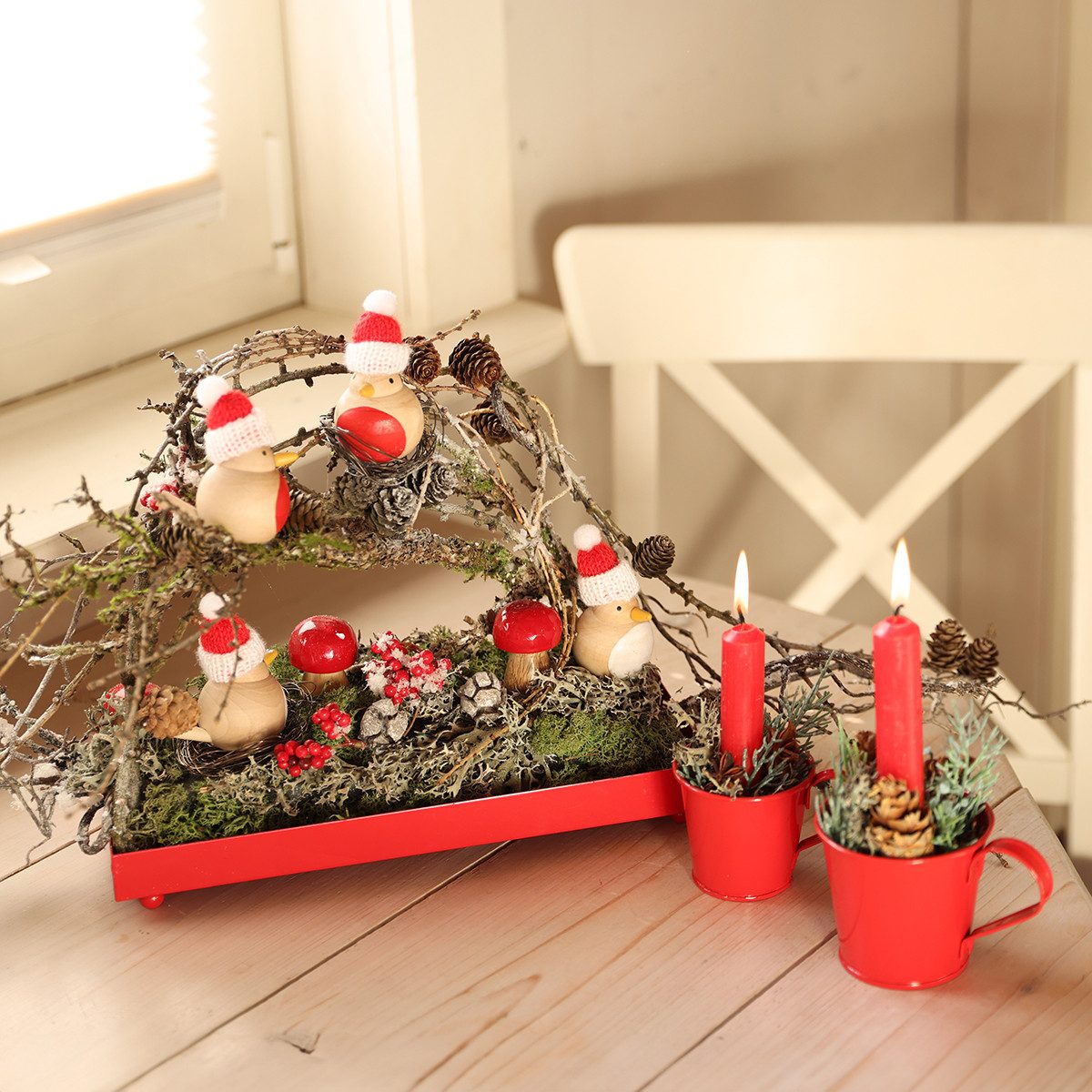 Florists Products Kerzenhalter Metall Stabkerzenhalter Rot Tasse 6er Set Weihnachten, 6 Stück