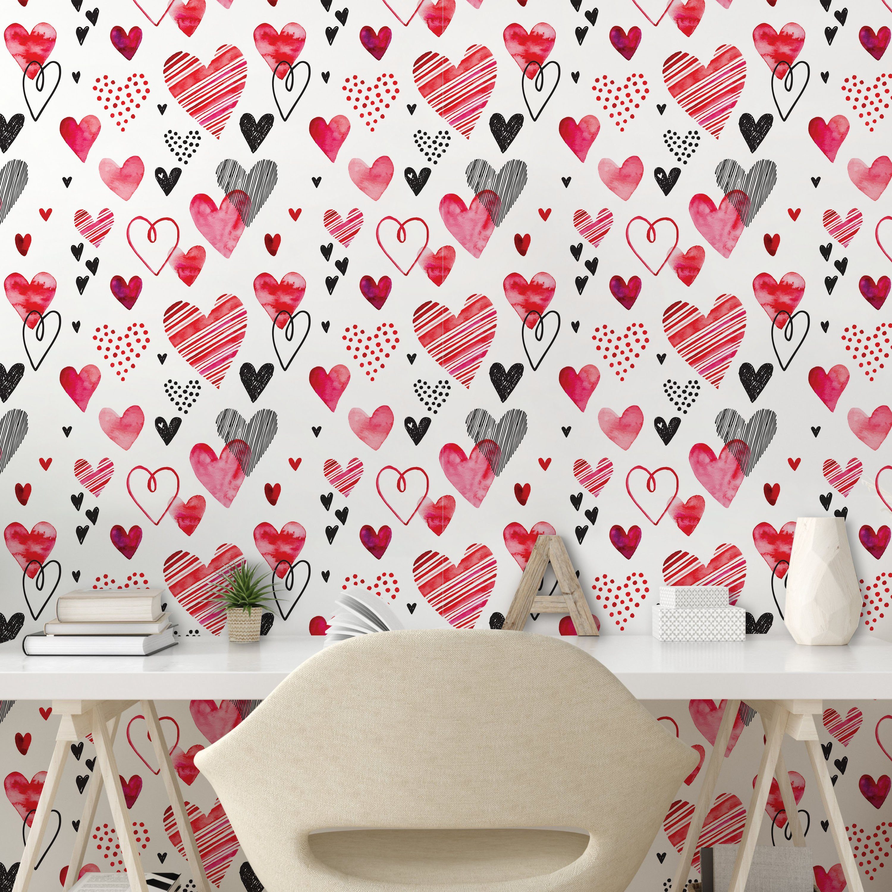Valentine Wohnzimmer selbstklebendes Abakuhaus Vinyltapete Verschiedene Küchenakzent, Herz-Shapes