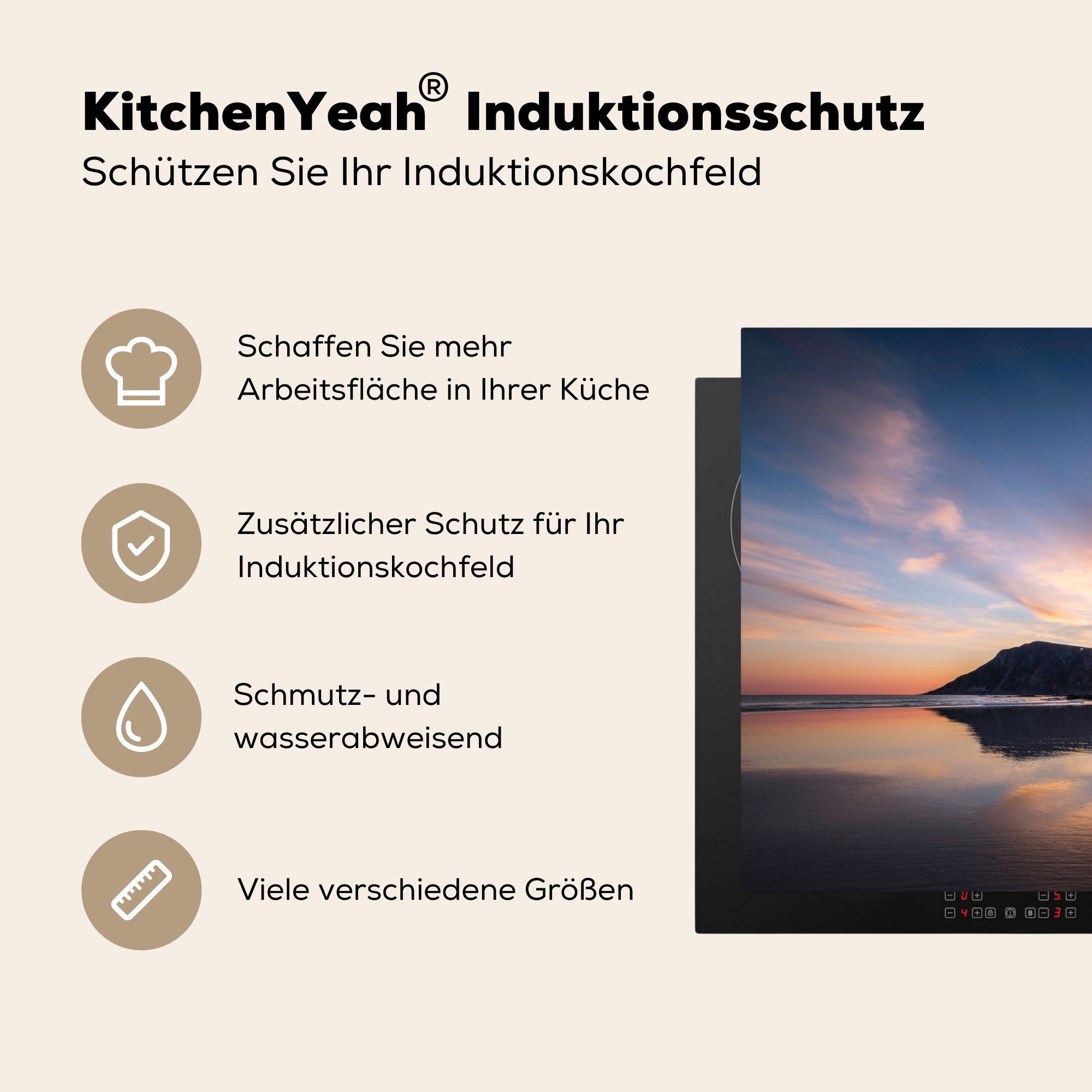 MuchoWow Herdblende-/Abdeckplatte Sonnenaufgang Ceranfeldabdeckung, hinter tlg), Vinyl, 83x51 der Arbeitsplatte Insel, küche (1 für cm