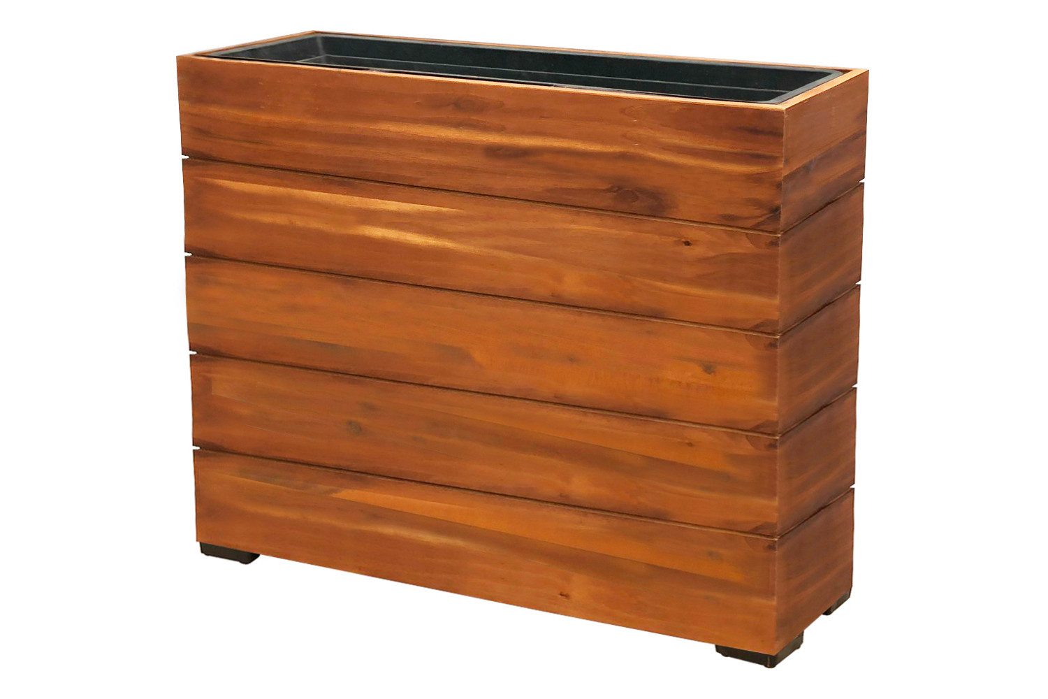 dasmöbelwerk Pflanzkübel Pflanzgefäß Pflanzkasten Blumenkasten Akazienholz 83x21x62 mit Einsatz