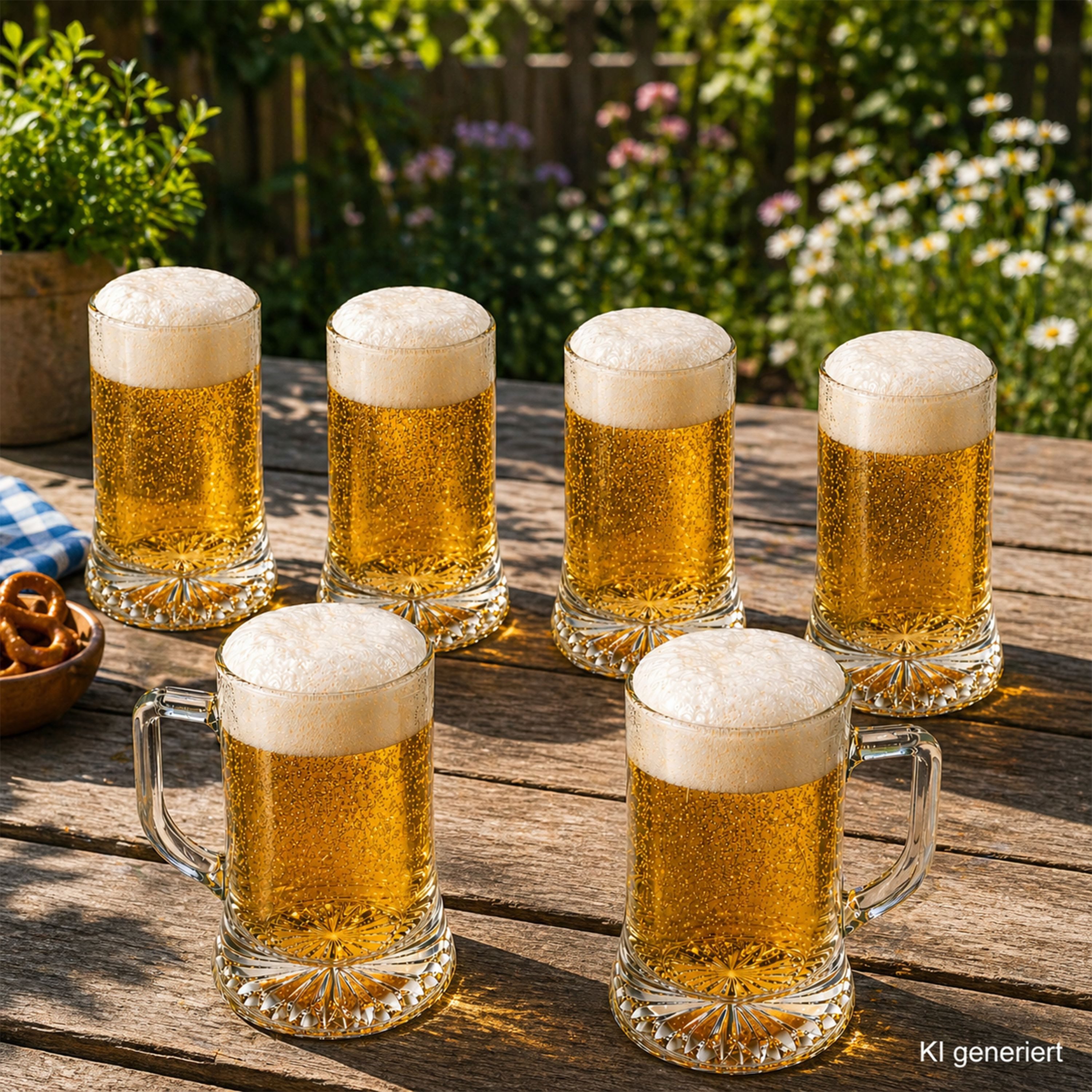 MamboCat Bierglas 6x Akki Bierkrug 0,4L mit Sternboden & Henkel Bierseidel 400ml Glas, Glas