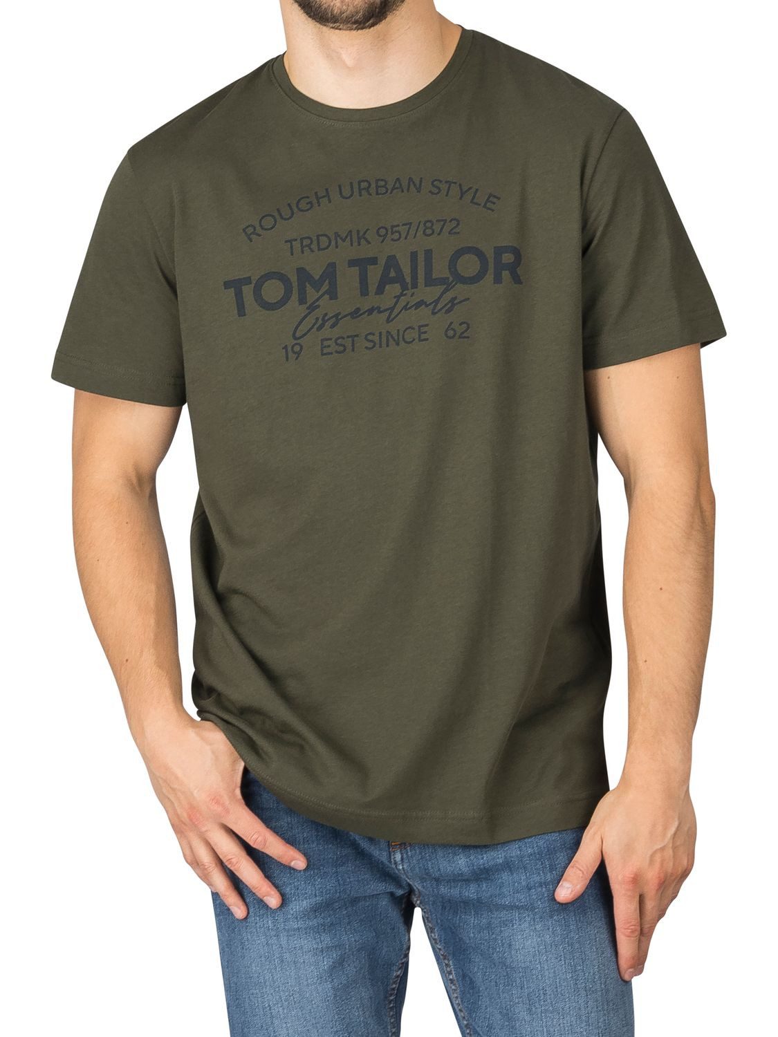TOM TAILOR T-Shirt Herren Printshirt Regular Fit (Vorteilspack, 4-tlg) Kurzarm Tee Shirt mit Rundhalsausschnitt aus 100% Baumwolle