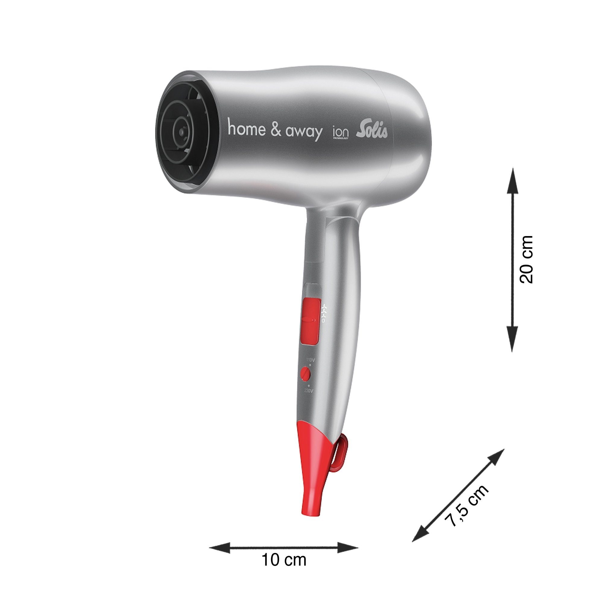 SOLIS OF SWITZERLAND Haartrockner Home & Away Reiseföhn, Typ 3791, 1800 W, Kaltstufe Ionen-Technologie Reisefunktion 110/230V