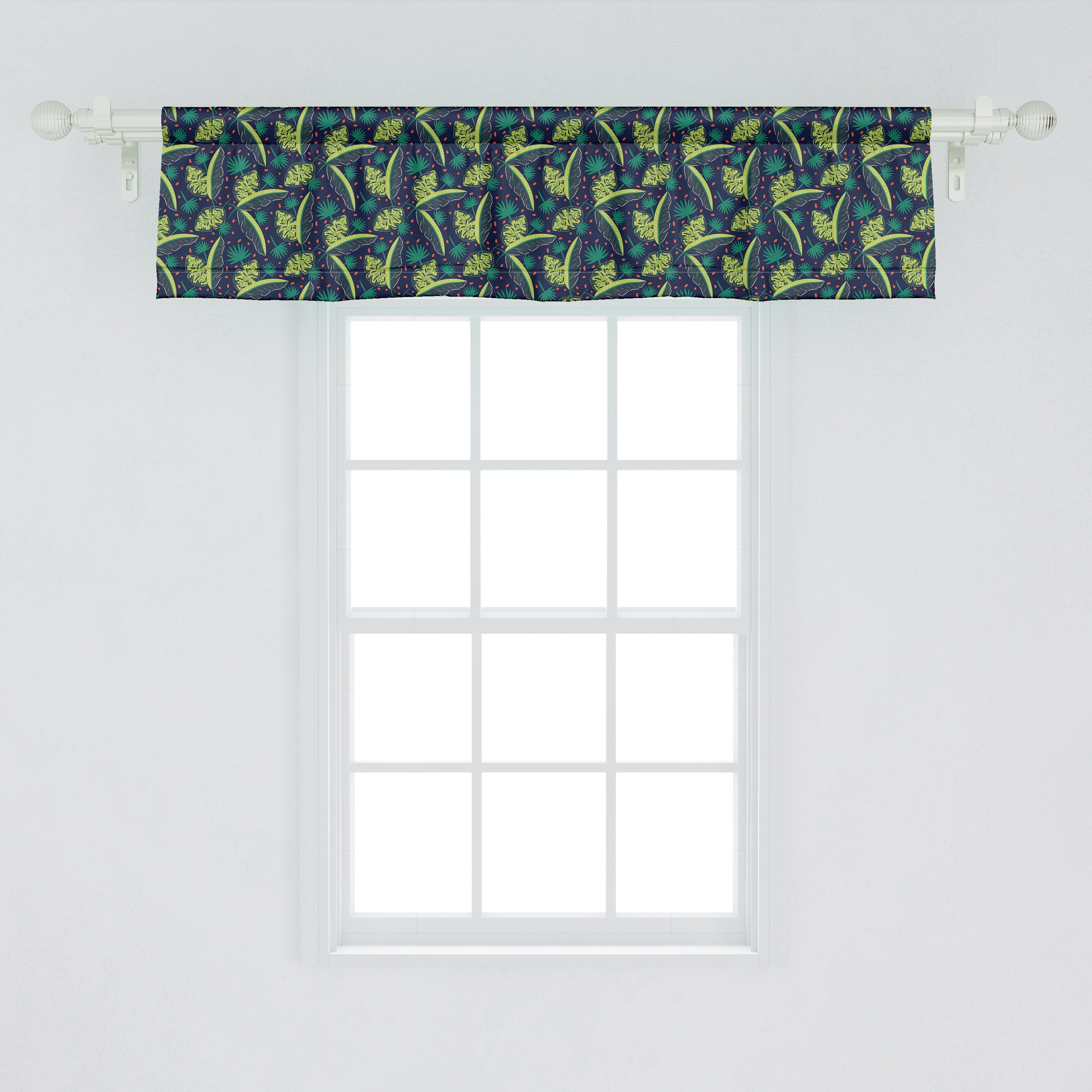 Scheibengardine Vorhang Volant für Verschiedene Küche Abakuhaus, mit Leaves Stangentasche, Wald Microfaser, Dekor Exotisch Schlafzimmer