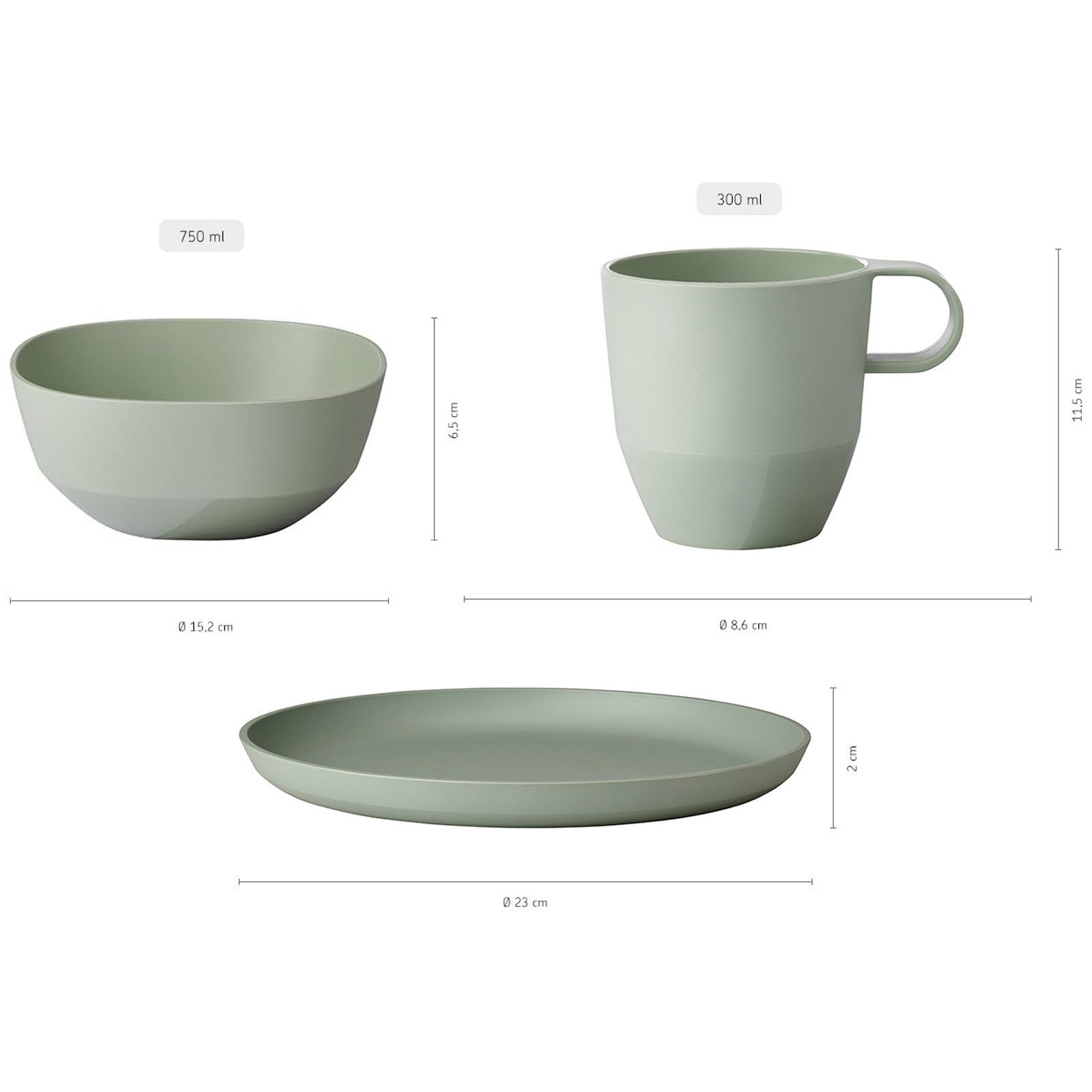 Mepal Kombiservice Silueta Frühstücks-Set 12er Set (12-tlg), Kunststoff