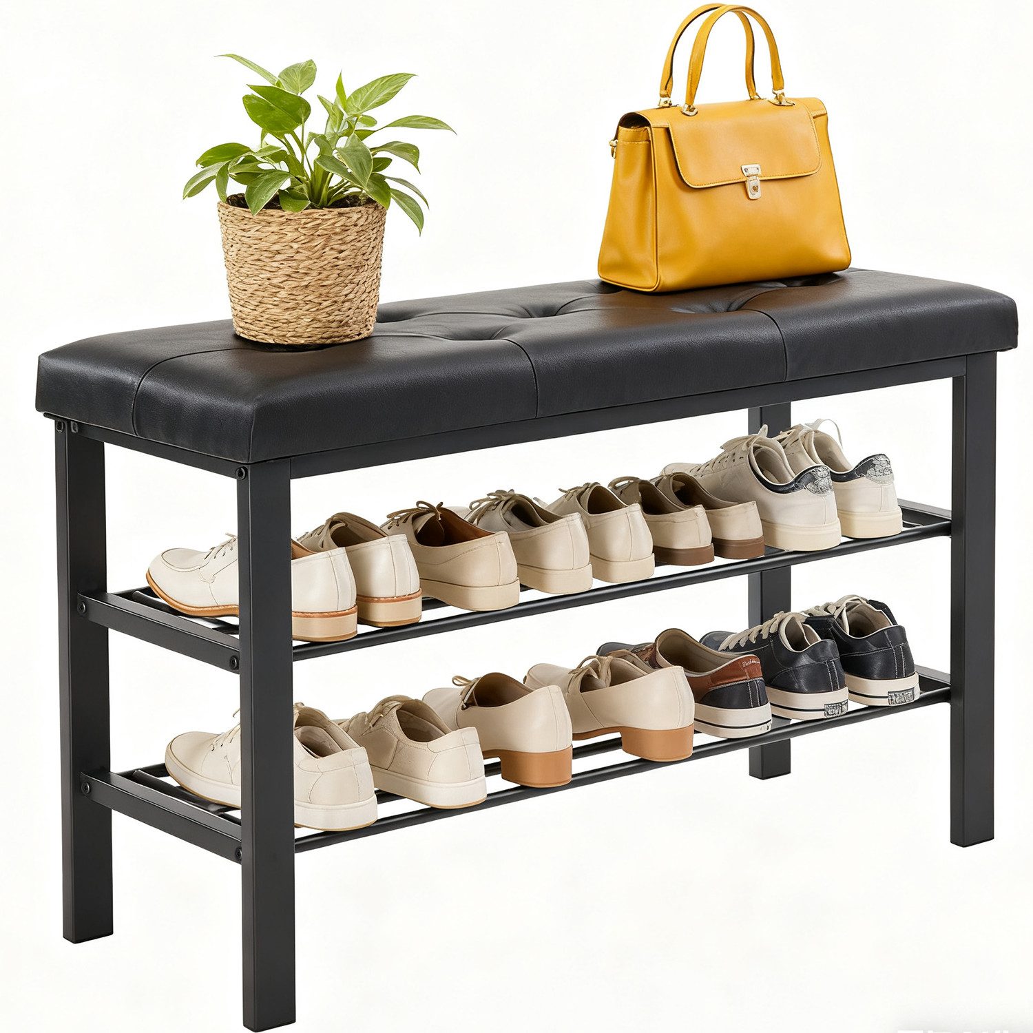 DUMOS Schuhbank Praktische Schuhbank für bequemes An- und Ausziehen (Sitzbank für Schuhe), Sitzfläche aus Kunstleder