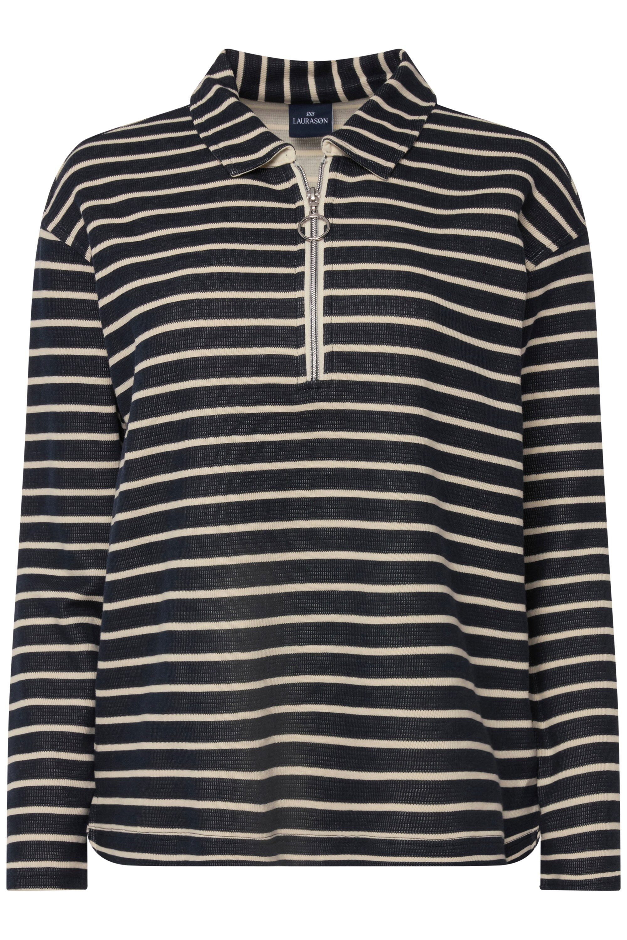 Laurasøn Sweatshirt Sweatshirt Ringel Polokragen Langarm günstig online kaufen