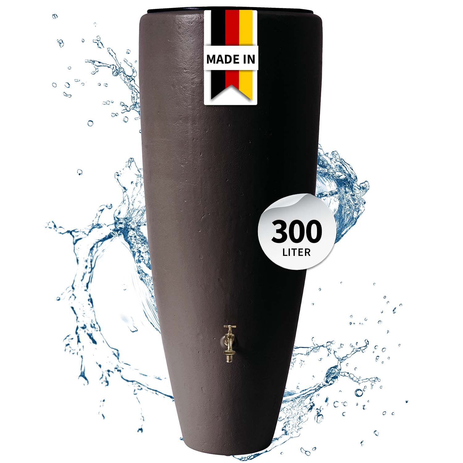 GARANTIA Regentonne 2in1 Wasserbehälter 300 Liter mocca inkl. Pflanzschale