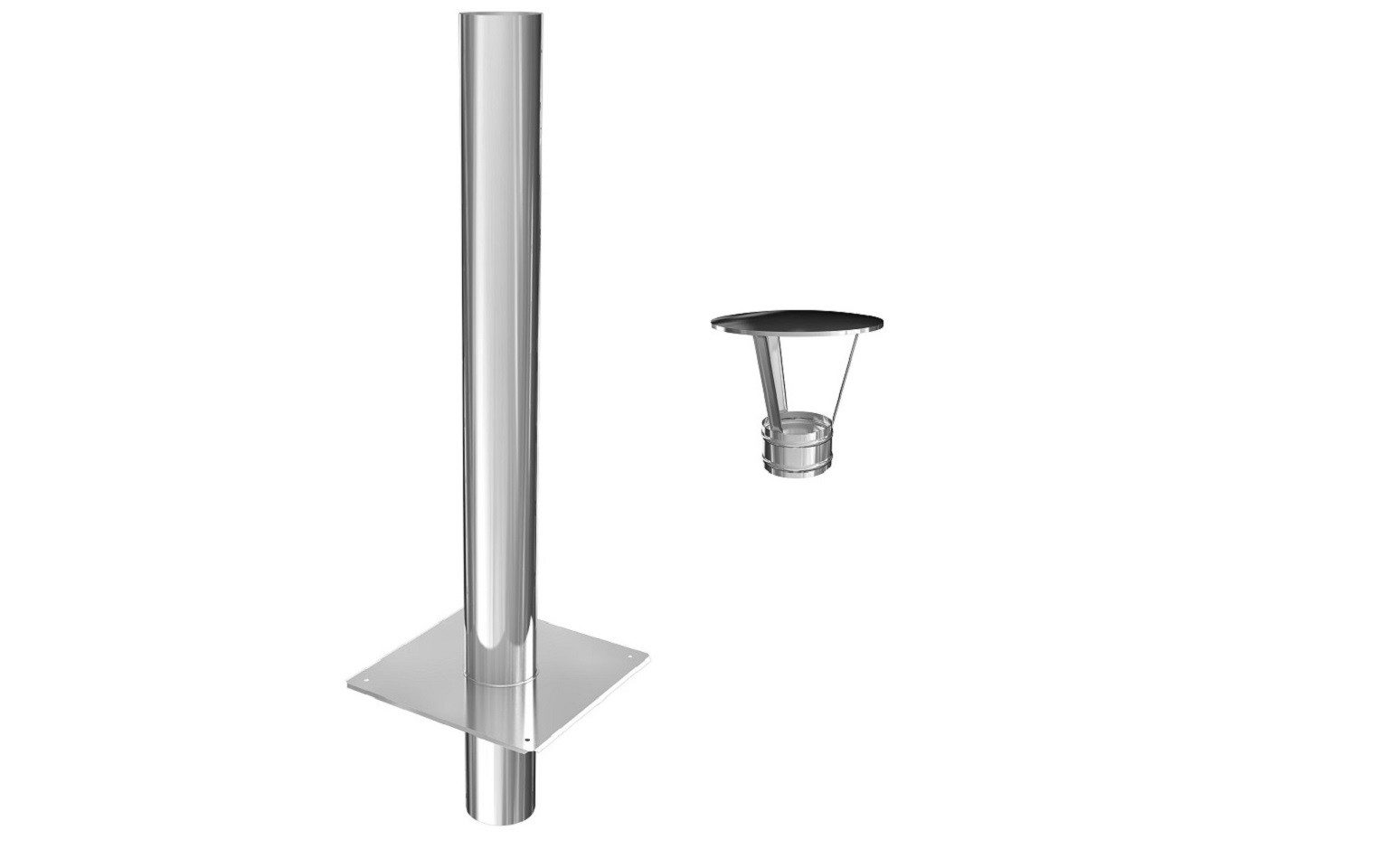 Schornstein-Zentrallager Schornsteinverlängerung Kaminverlängerung einwandig DN Ø 160 mm 1,0 m + Haube, Ø 160.00 mm