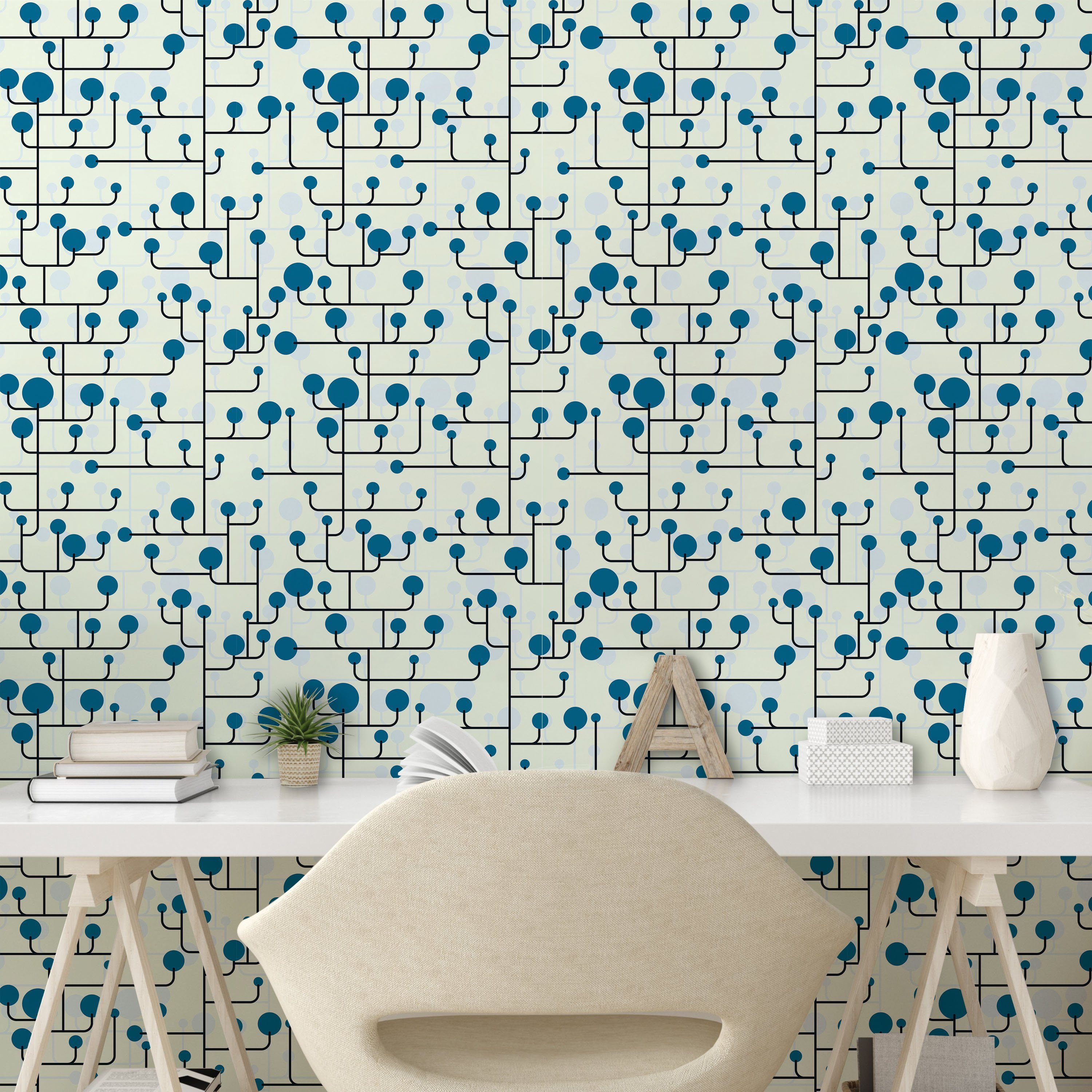Wohnzimmer Küchenakzent, Abstrakte Linien Punkte Geometrisch Abakuhaus selbstklebendes Vinyltapete