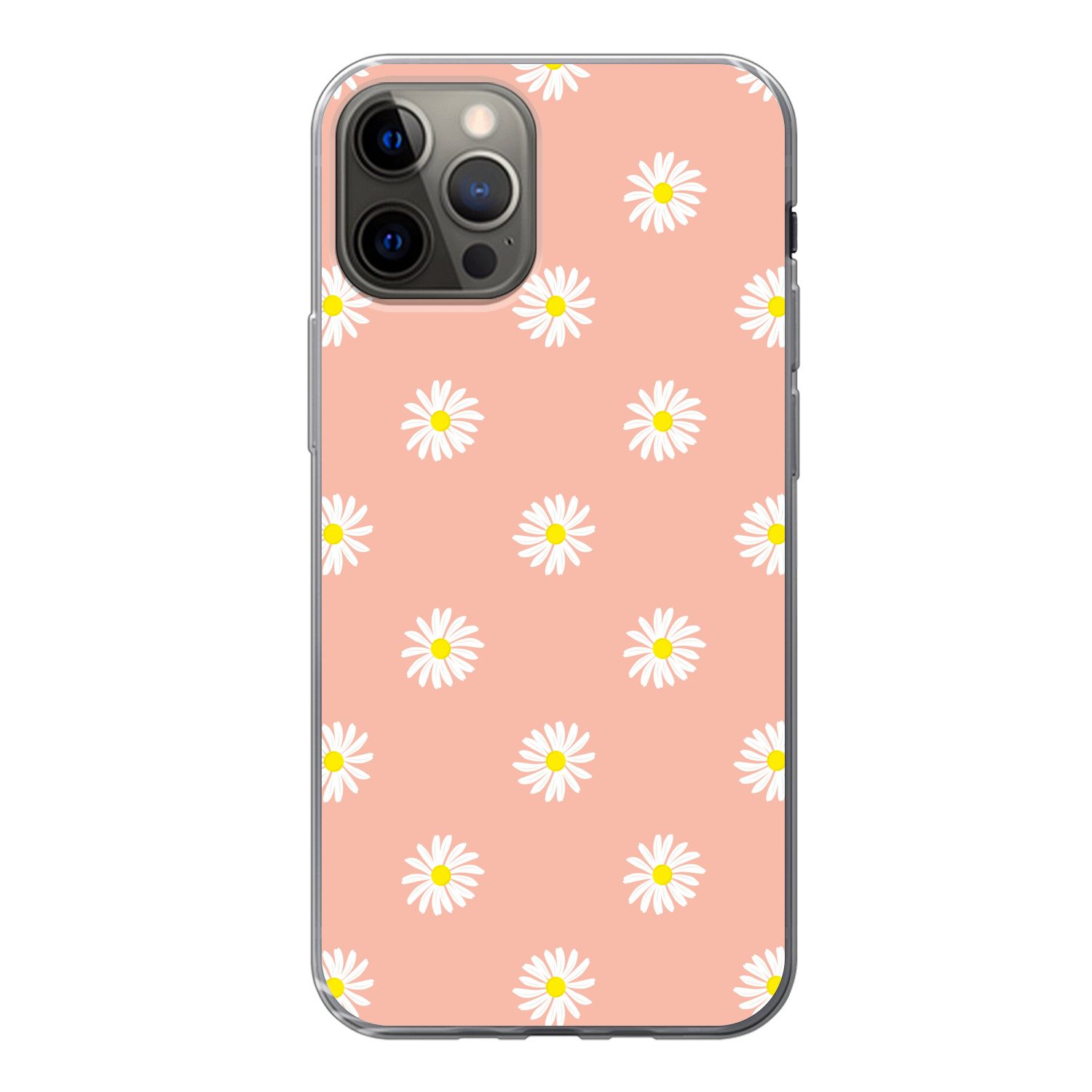 MuchoWow Handyhülle für Apple iPhone 13 Pro Gänseblümchen - Pastell - Weiß - Rosa - Blumen, Smartphone-Bumper, Print, Handy Schutzhülle Dünn
