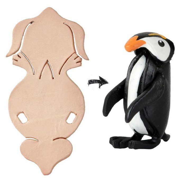 Monkimau Schlüsselanhänger Pinguin DIY Tier Figur aus Leder (Packung)