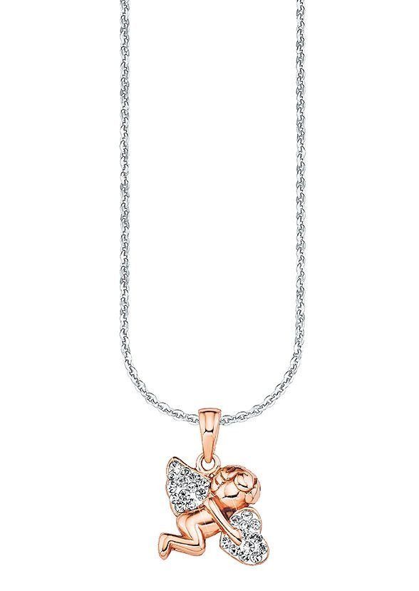 Amor Kette mit Anhänger Schutzengel mit Herz, mit Zirkonia (synth)