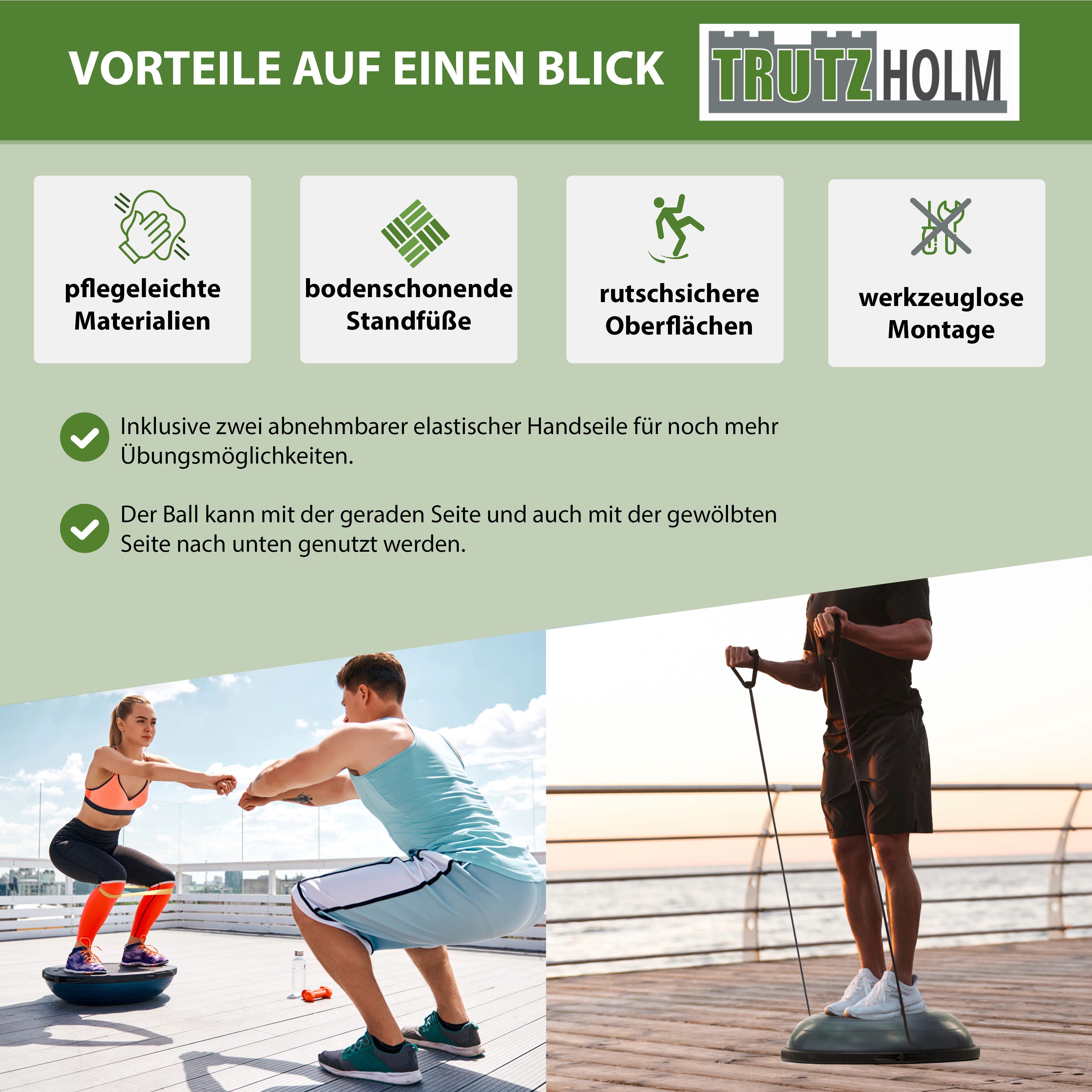 TRUTZHOLM Balanceboard Balancetrainer Yoga Gymnastik Balance Half Ball ø 60cm Balance Board