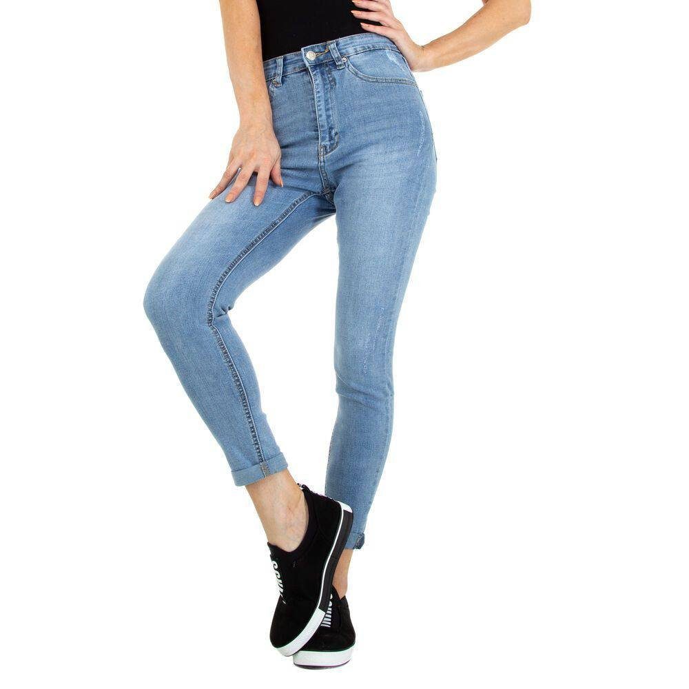 Ital-Design Skinny-fit-Jeans Damen Freizeit Jeansstoff Skinny Blau in Jeans Stretch