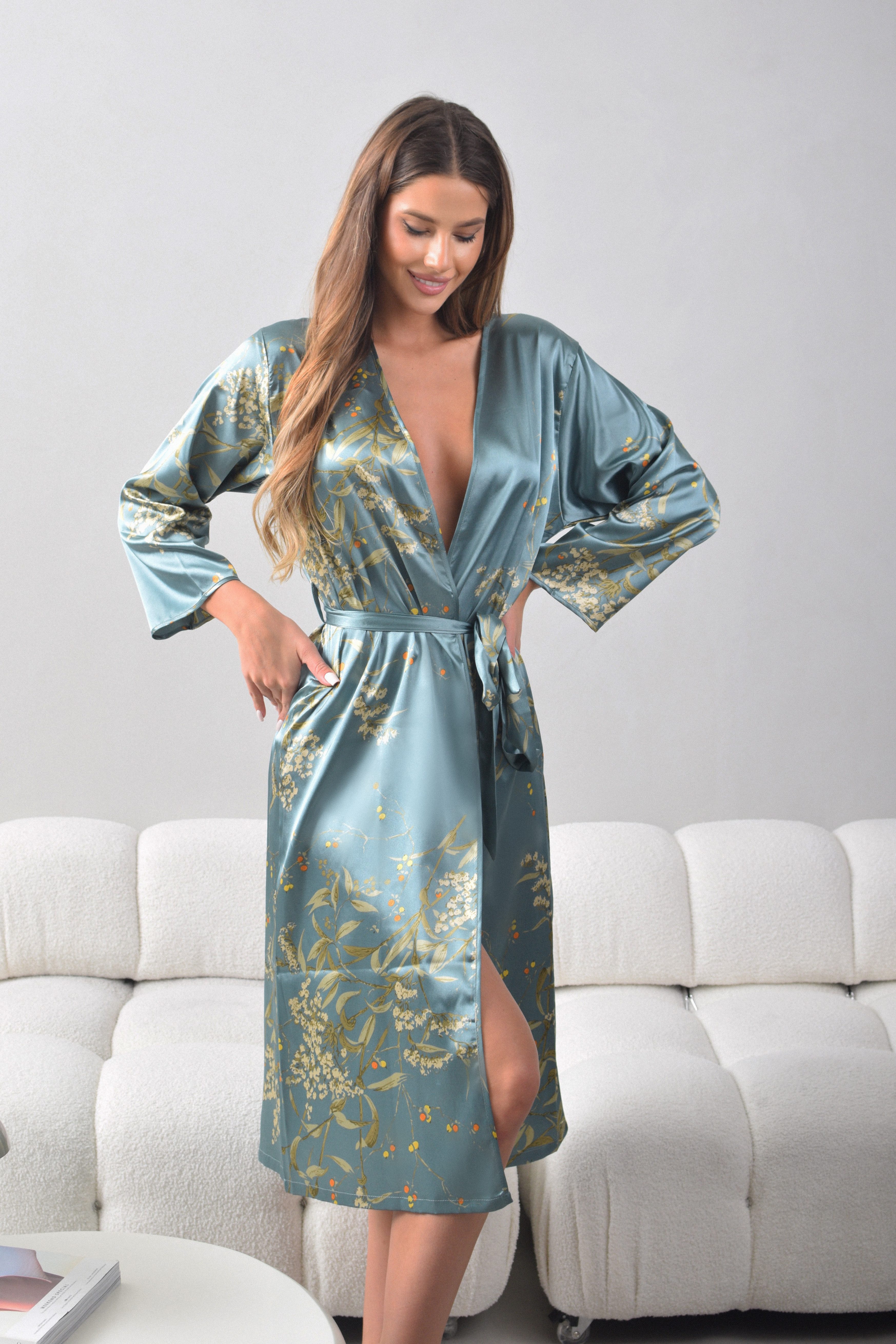 Orchibelle Morgenmantel Luxuriöser Satin-Kimono für Damen günstig online kaufen