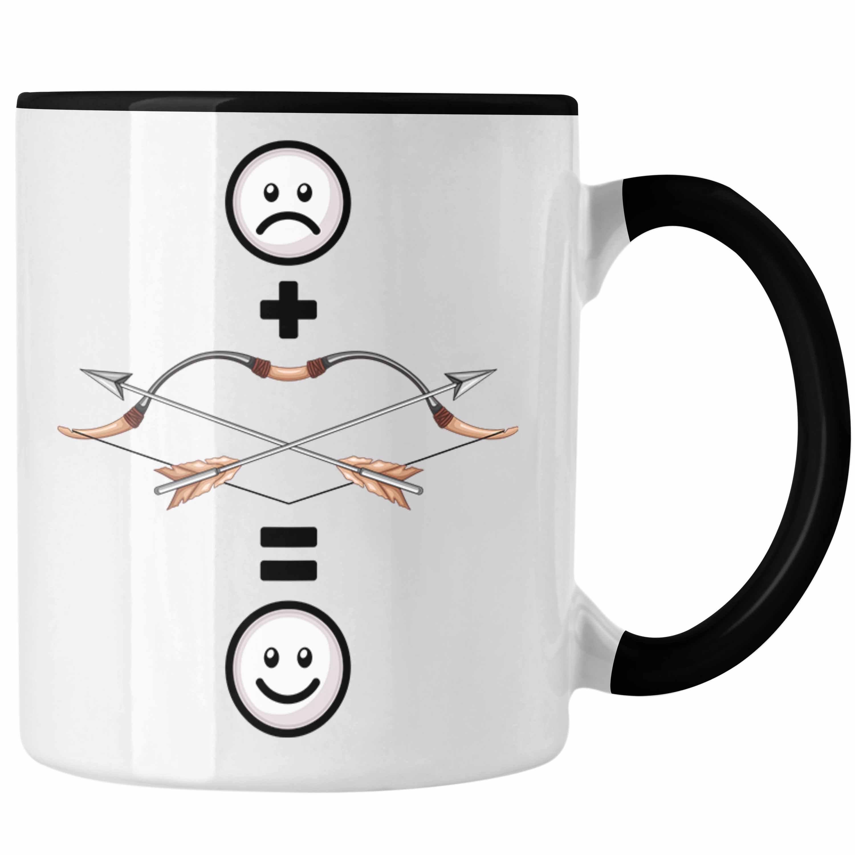 Trendation Tasse Pfeil und Bogen Tasse Geschenk für Bogenschütze :(Pfeil & Bogen = Schwarz | Teetassen