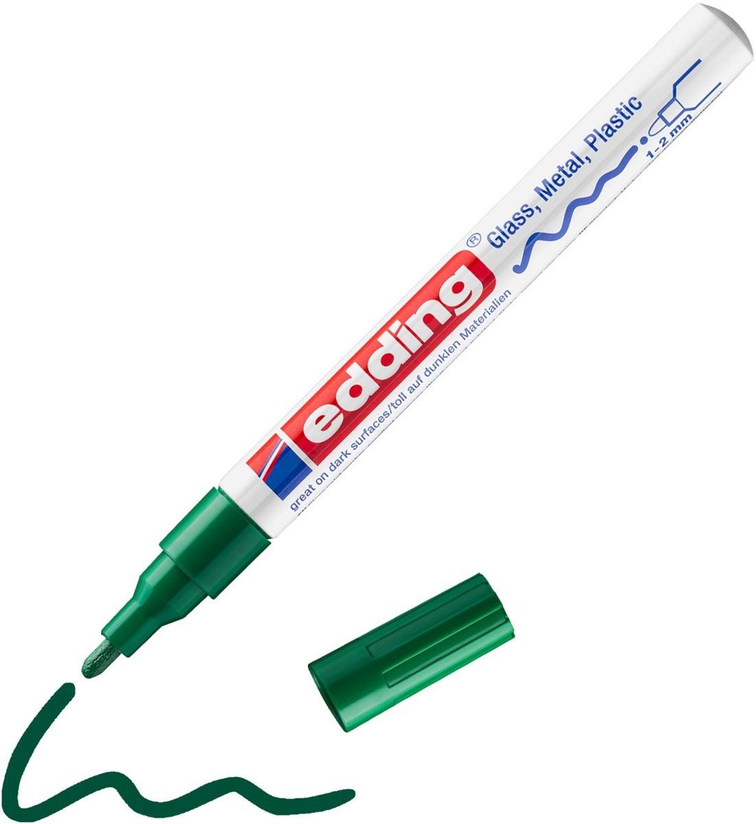 edding Lackmarker Glanzlack-Marker 751 creative in Grün 1 bis 2 mm, wasserfest und hitzebeständig bis 400