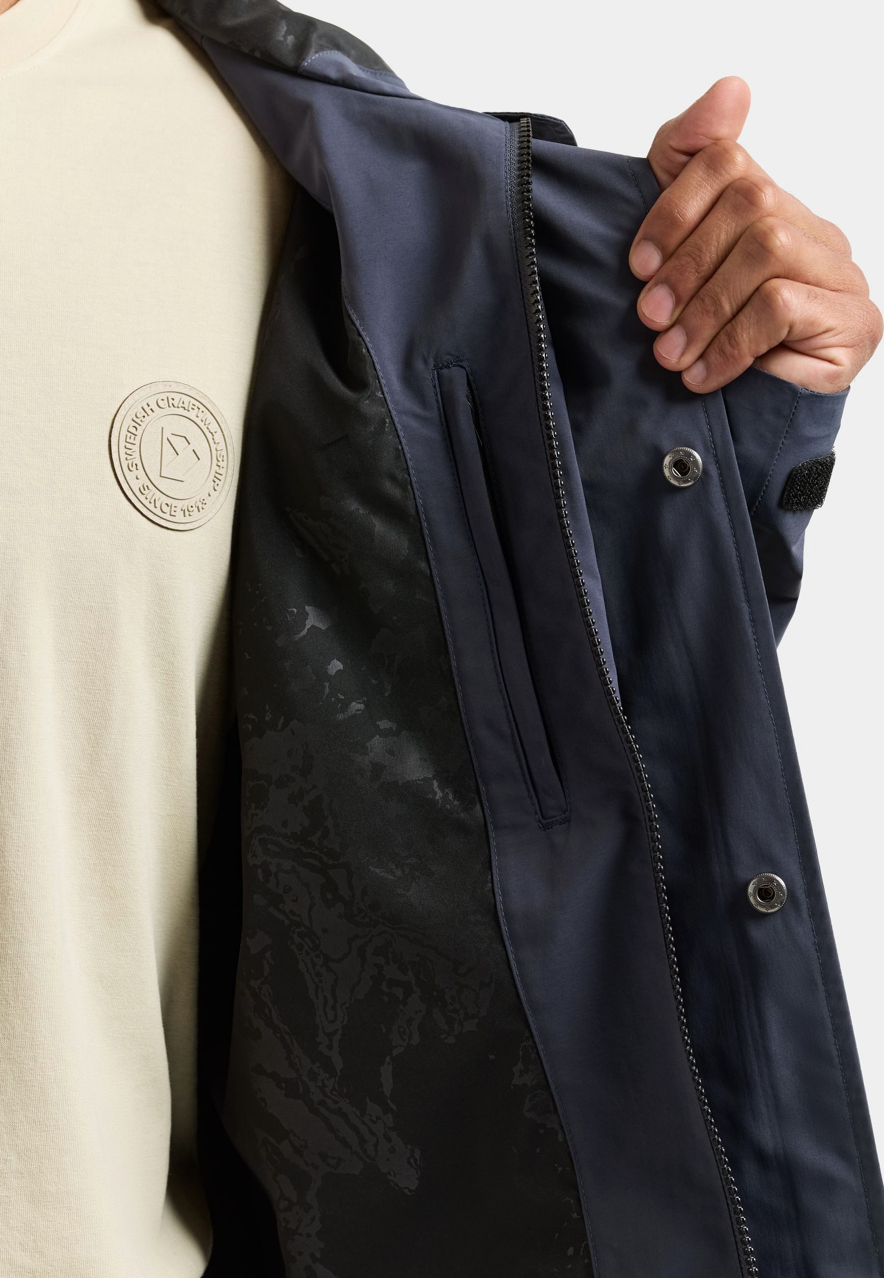 Didriksons Allwetterjacke Herren Übergangsjacke Wasserdicht LOGAN mit Kapuze mit Taschen – Bild 5 von 5