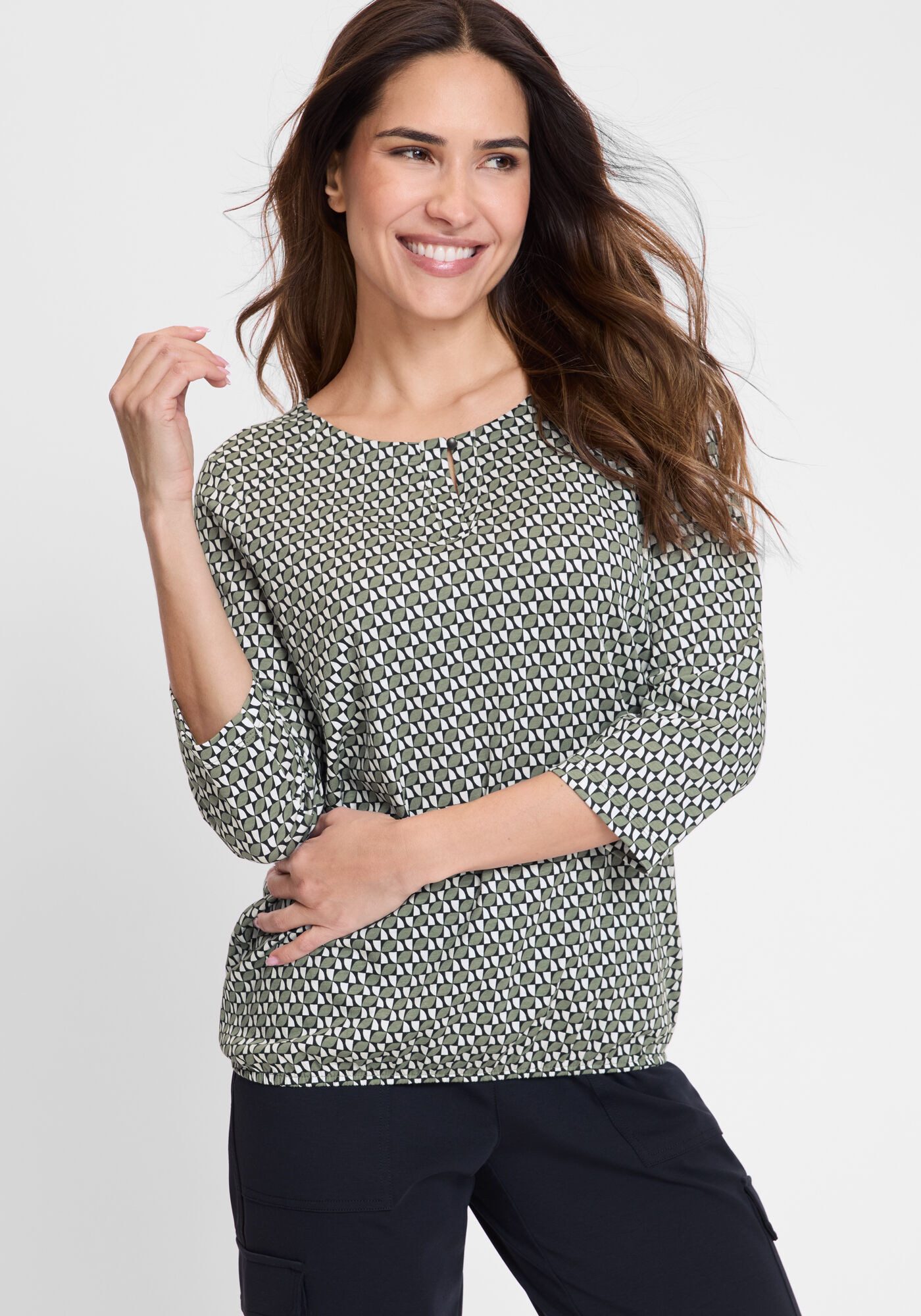 Olsen Rundhalsshirt (1-tlg) mit grafischer Allover-Print günstig online kaufen