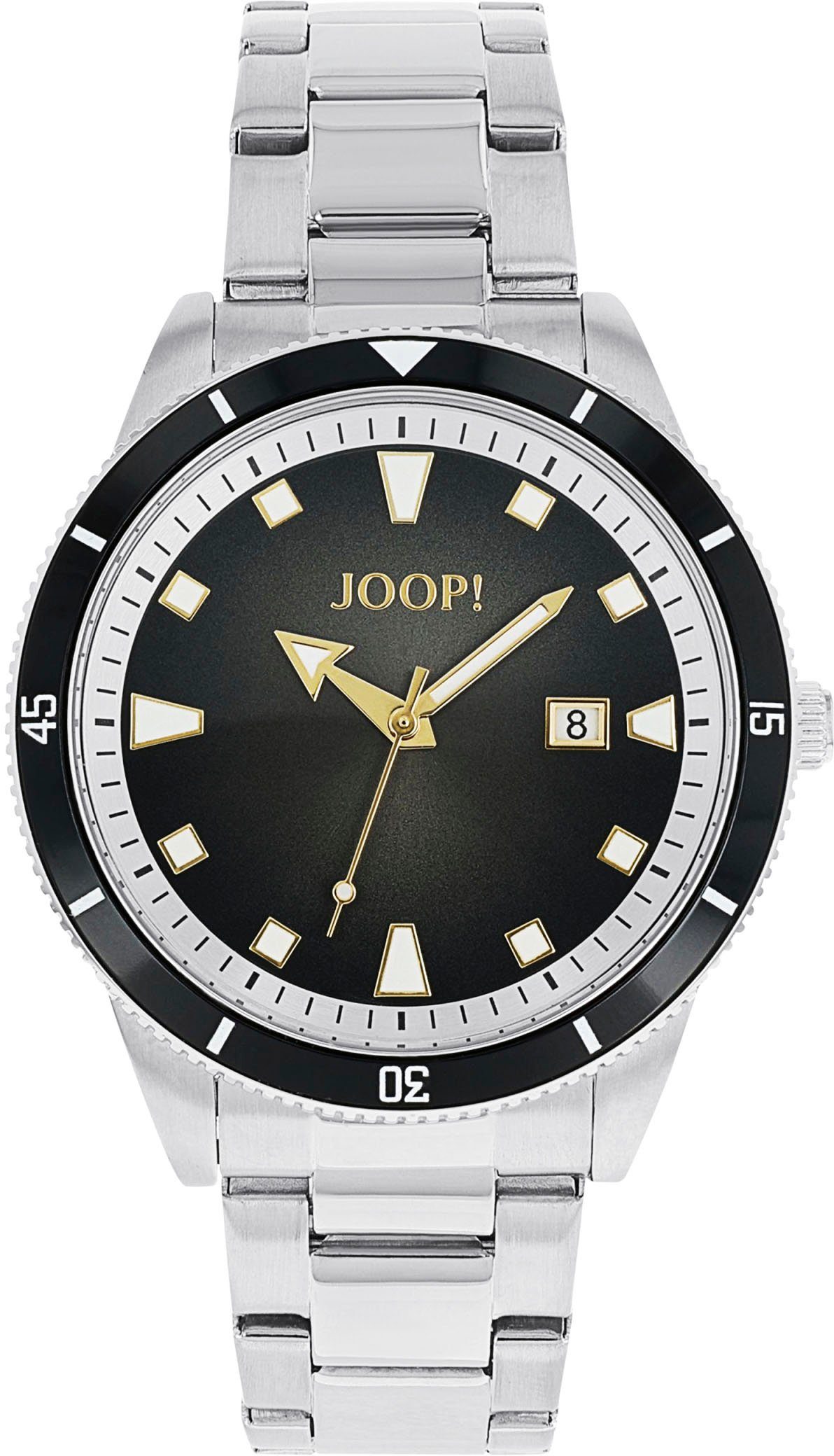 JOOP! Quarzuhr 2037698, Armbanduhr, Herrenuhr, analog, Datum, Leuchtzeiger, Edelstahlarmband