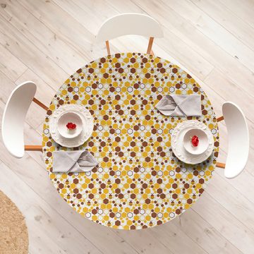 Abakuhaus Tischdecke Rundum-elastische Stofftischdecke, Insekten Bienen und Unregelmäßige Hexagons