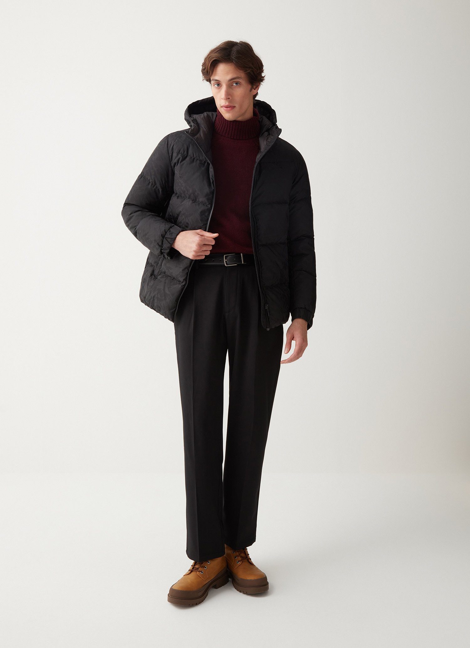 Winterjacke mit Kapuze aus Jacquard (sehr warm) schwarz Herren