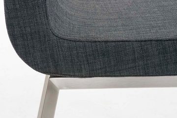 TPFLiving Esszimmerstuhl Colle mit hochwertig gepolsterter Sitzfläche - Konferenzstuhl (Küchenstuhl - Esstischstuhl - Wohnzimmerstuhl), Gestell: Metall Edelstahl gebürstet - Sitzfläche: Stoff dunkelgrau