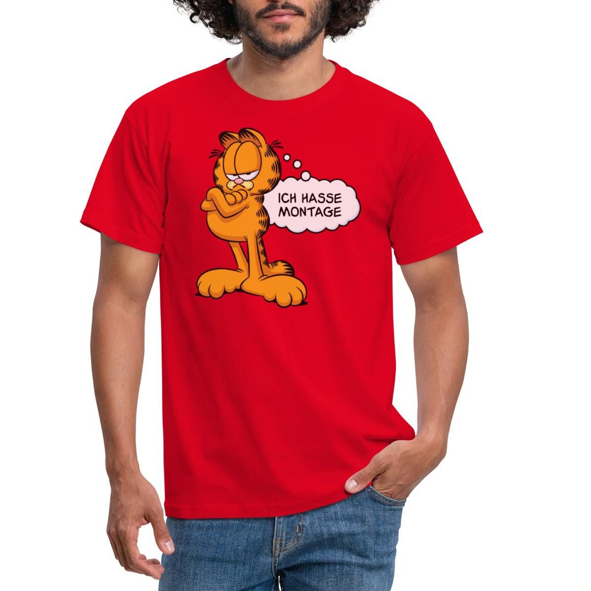 Spreadshirt T-Shirt Garfield Ich Hasse Montage Lustiger Spruch Männer T-Shi günstig online kaufen